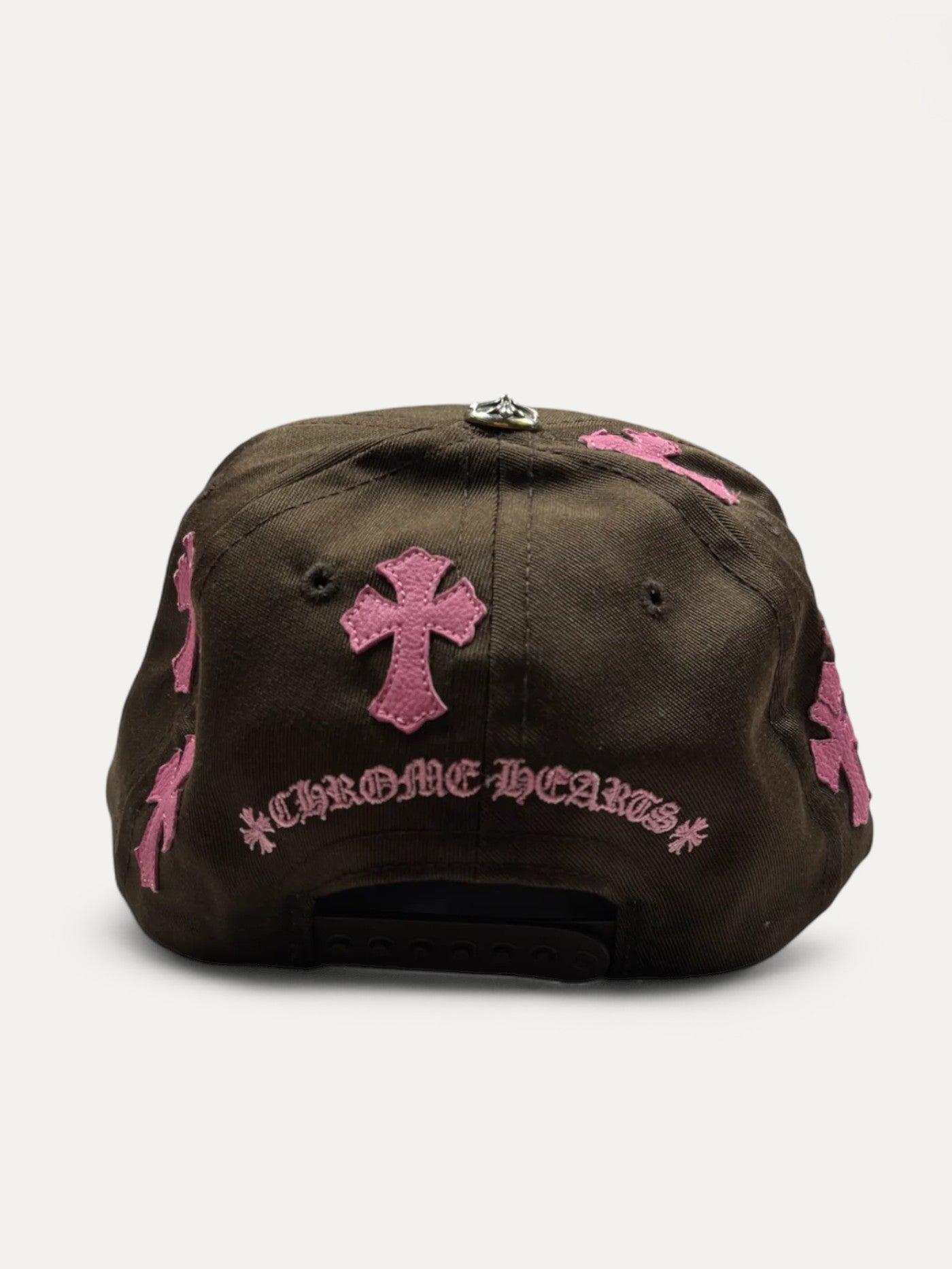 Chrome Hearts Brown Pink Cross Patch Baseball Cap