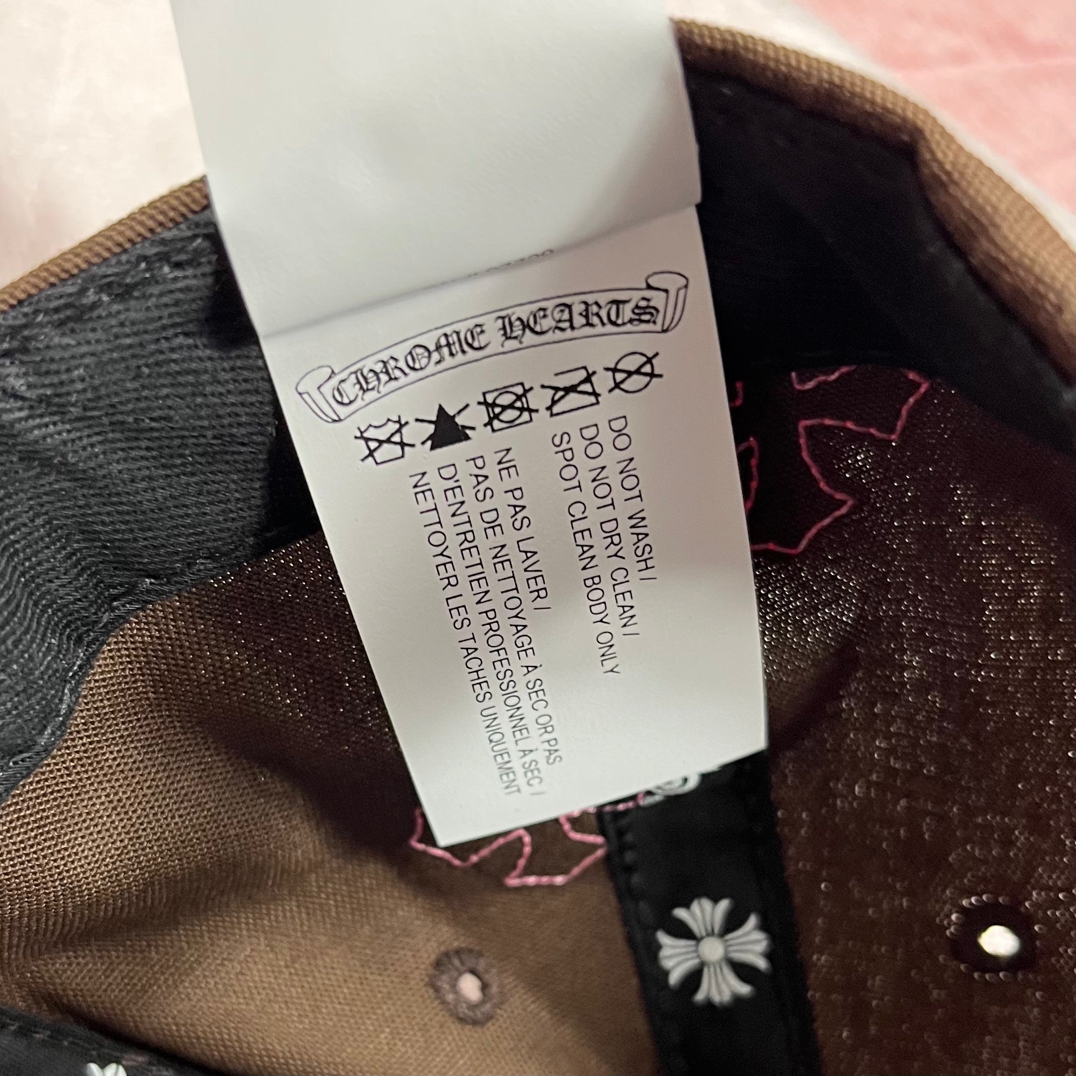 Chrome Hearts Brown Pink Cross Patch Baseball Cap