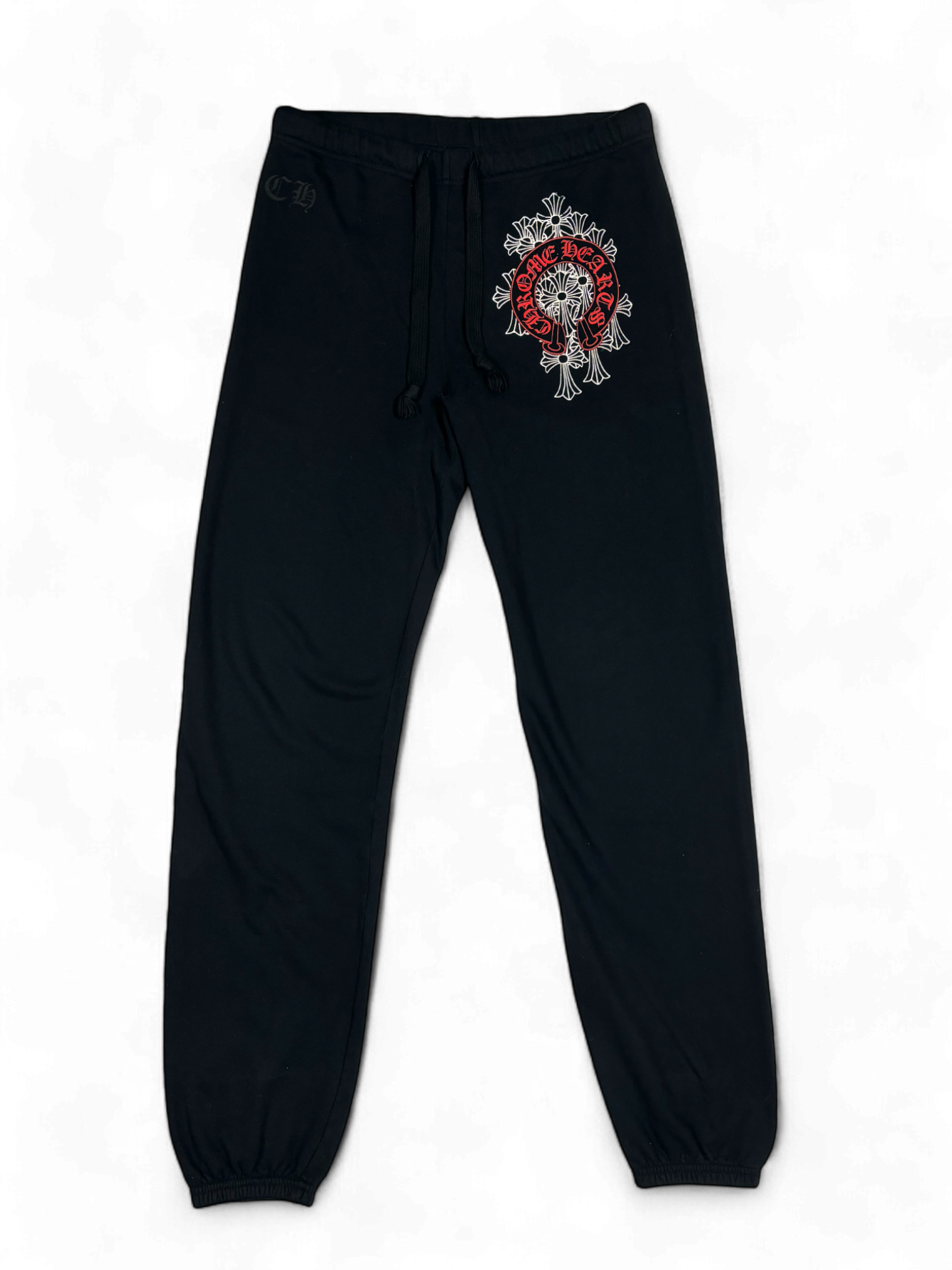 Chrome Hearts Black Red Horseshoe Cemetery Sweatpants