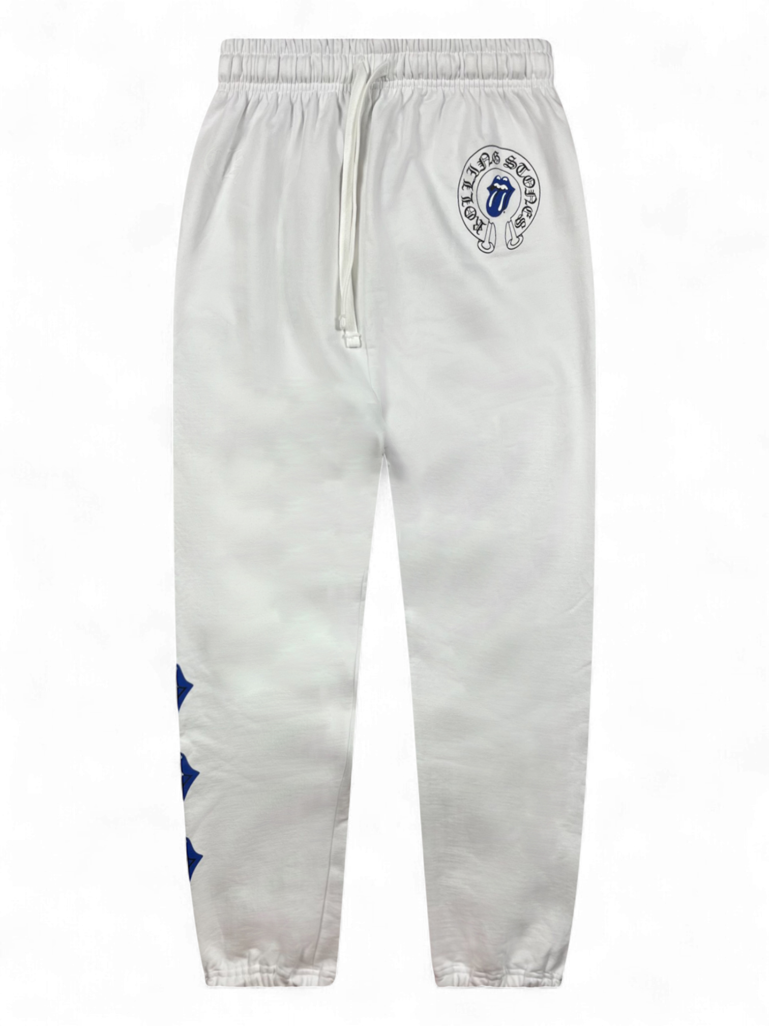 Chrome Hearts Rolling Stones Blue White Sweatpants