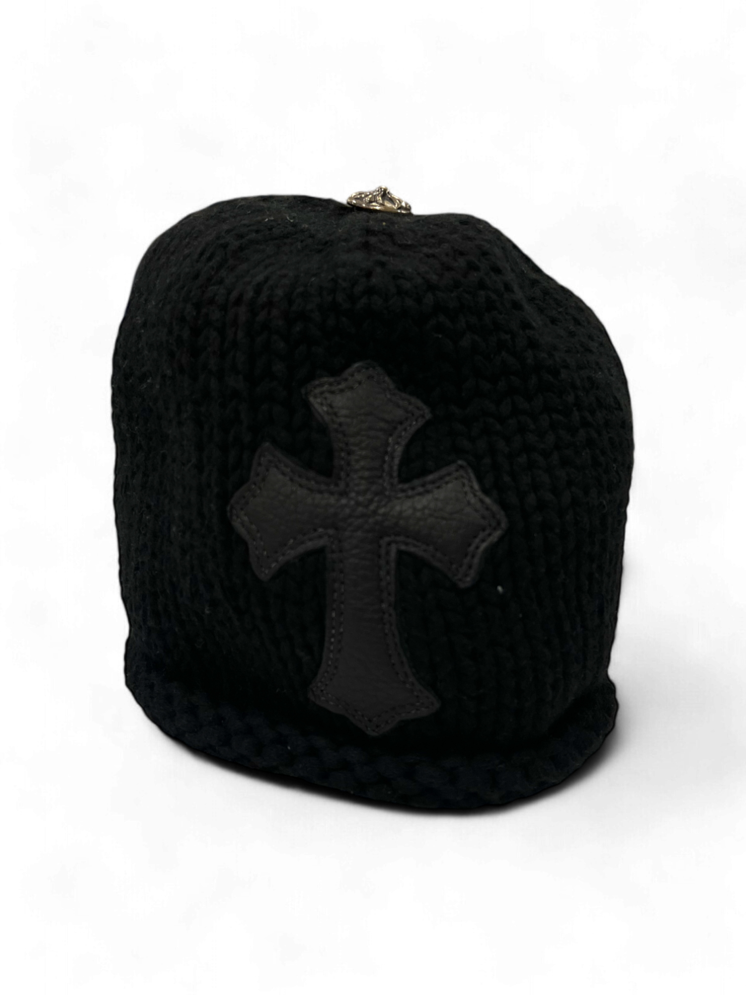 Chrome Hearts Black Cross Patch Wool Beanie