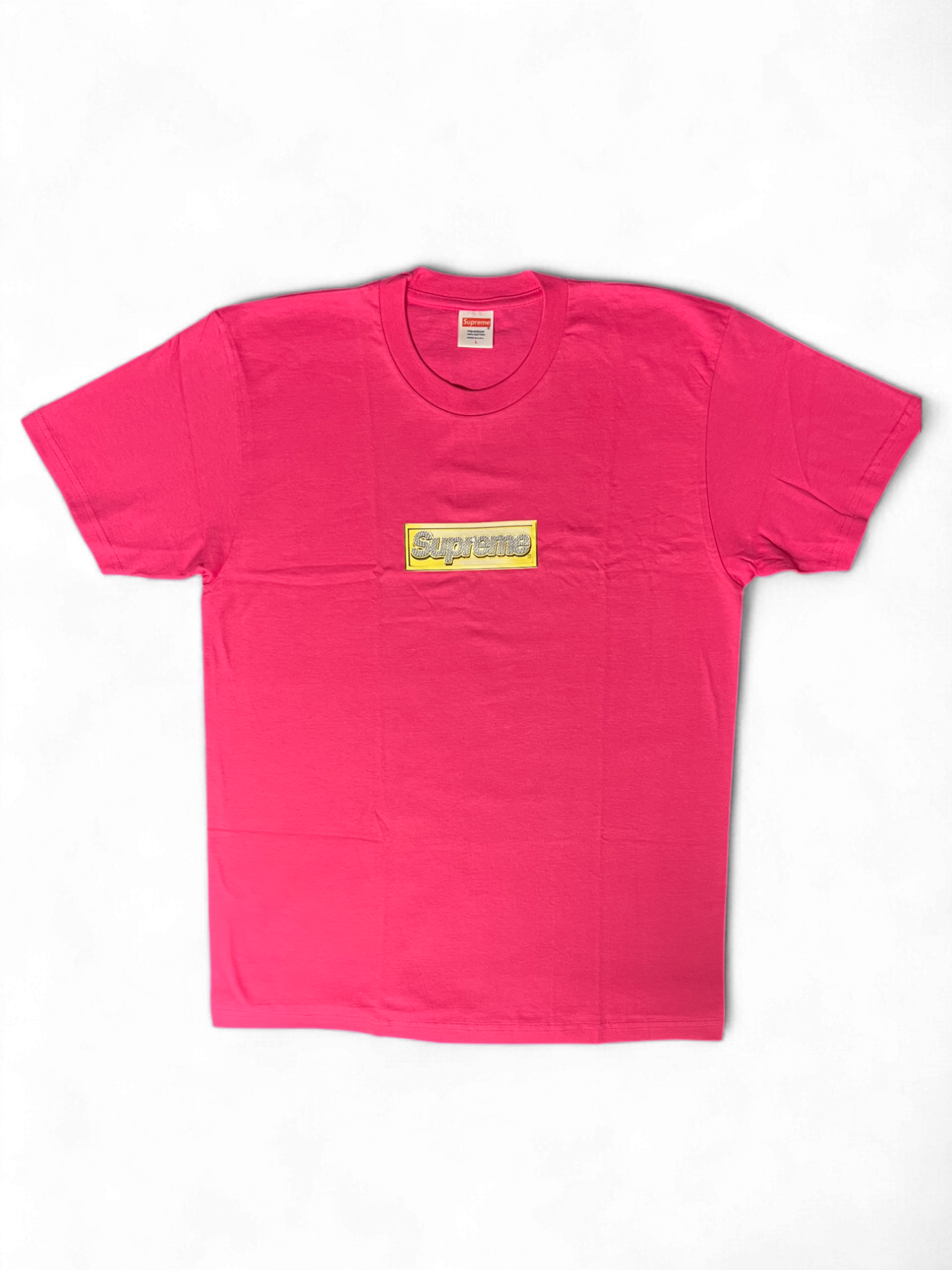 2013 Supreme Unreleased Pink Bling Box Logo Tee Sample