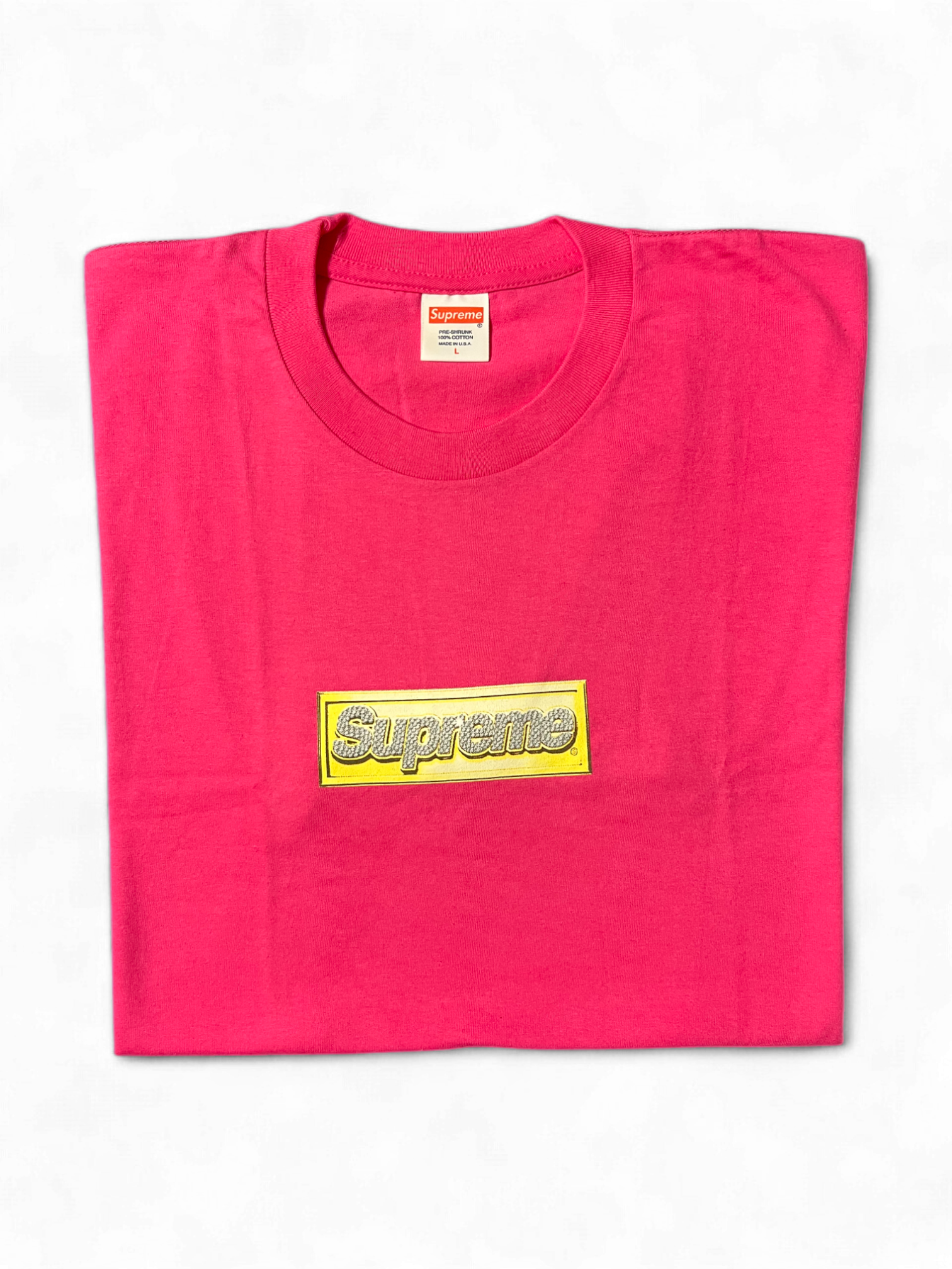 2013 Supreme Unreleased Pink Bling Box Logo Tee Sample