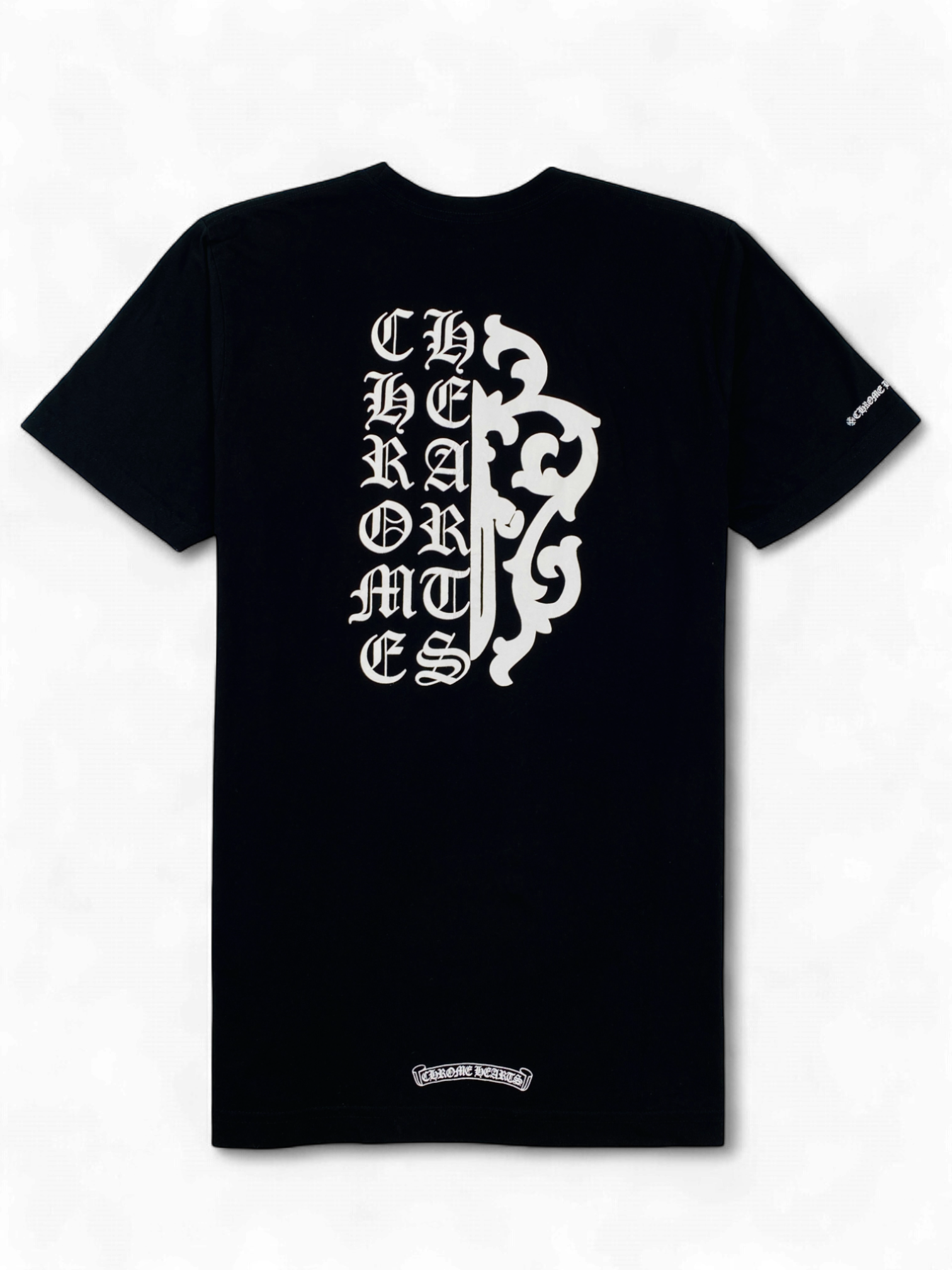 Chrome Hearts Black Dagger Scroll Logo Tee