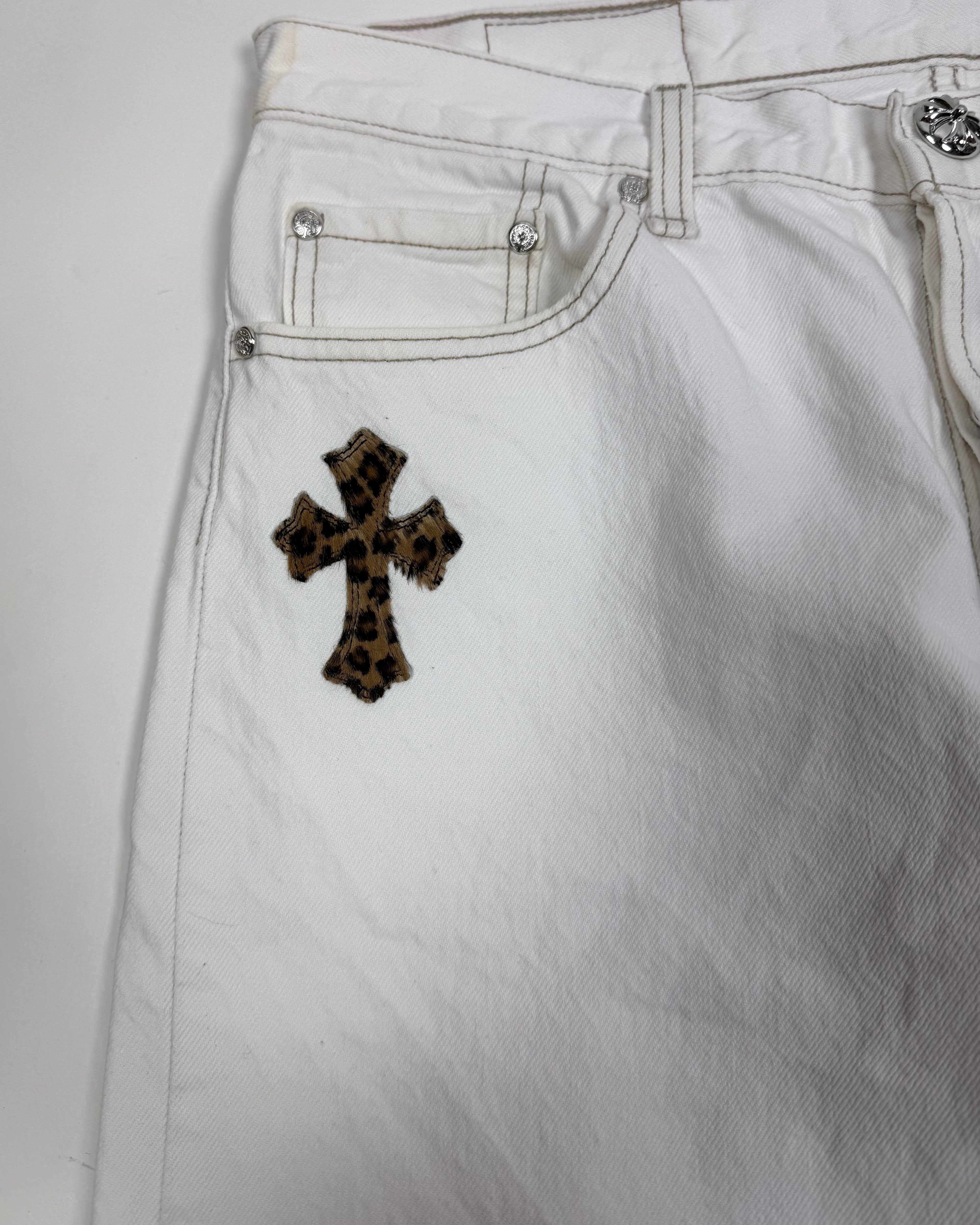 Chrome Hearts White Leopard Cross Patch Black Levi’s Denim Jeans