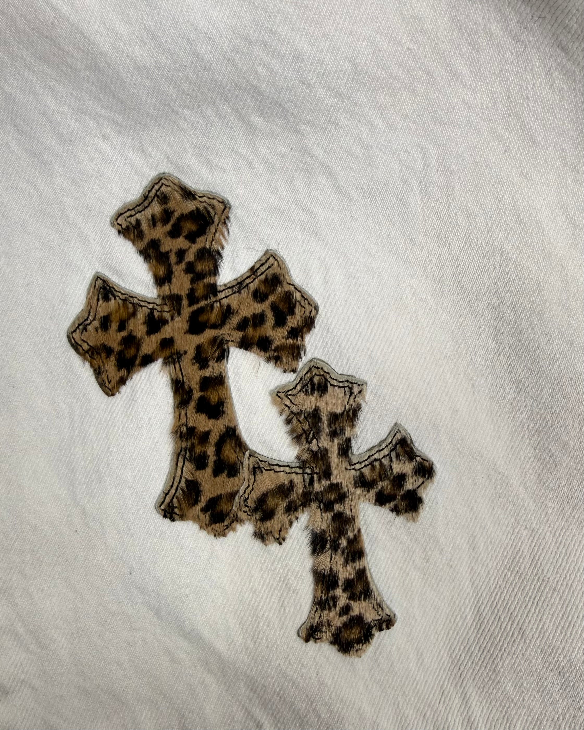 Chrome Hearts White Leopard Cross Patch Black Levi’s Denim Jeans