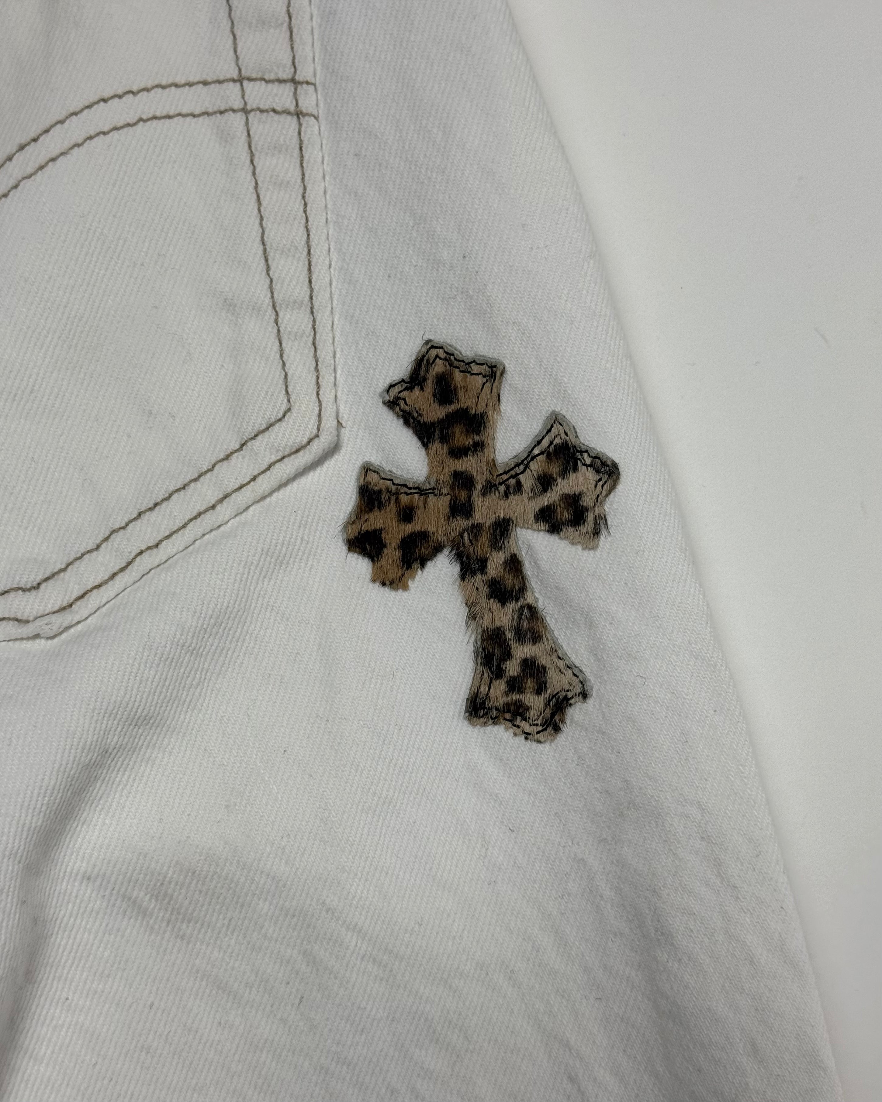 Chrome Hearts White Leopard Cross Patch Black Levi’s Denim Jeans