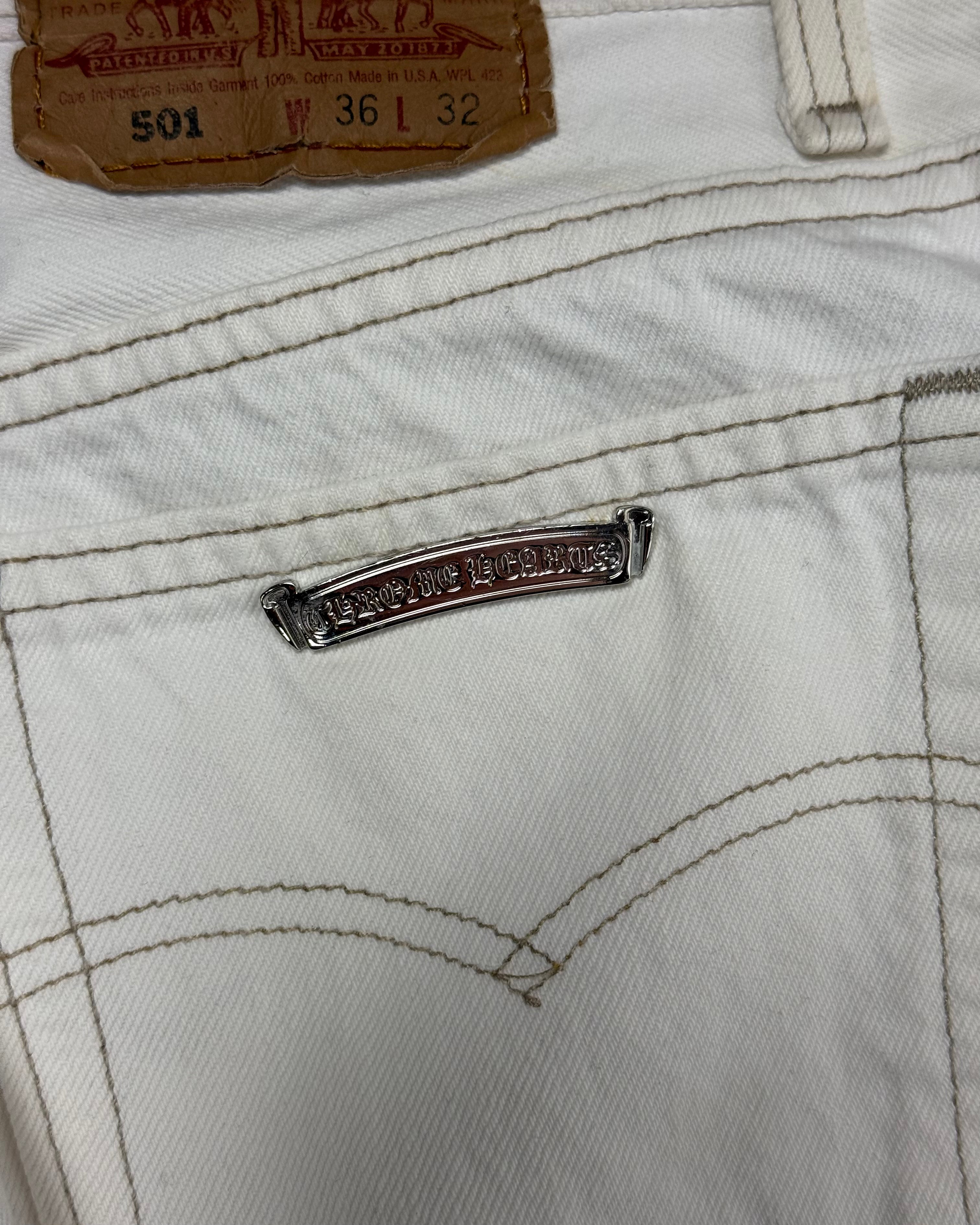Chrome Hearts White Leopard Cross Patch Black Levi’s Denim Jeans