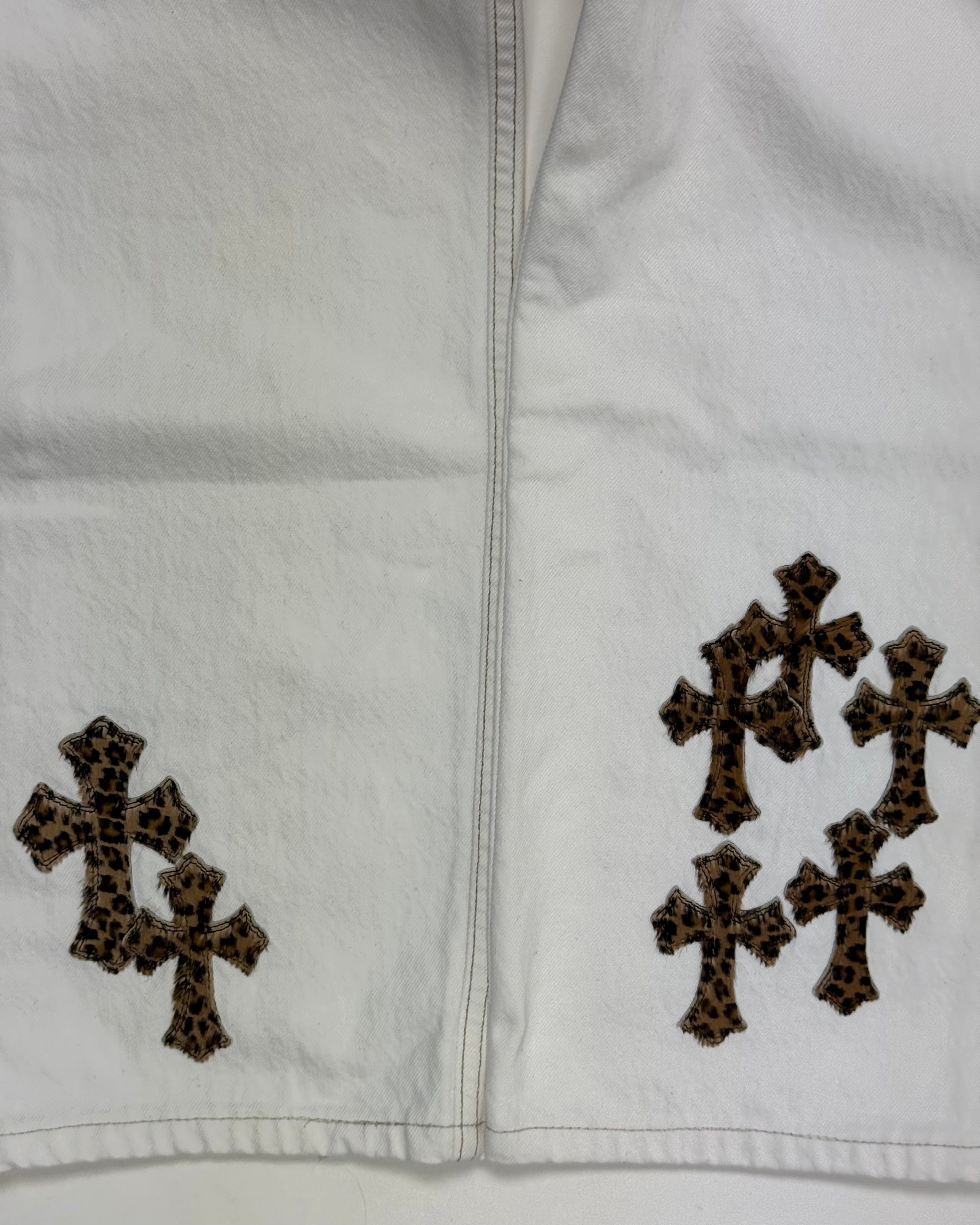 Chrome Hearts White Leopard Cross Patch Black Levi’s Denim Jeans