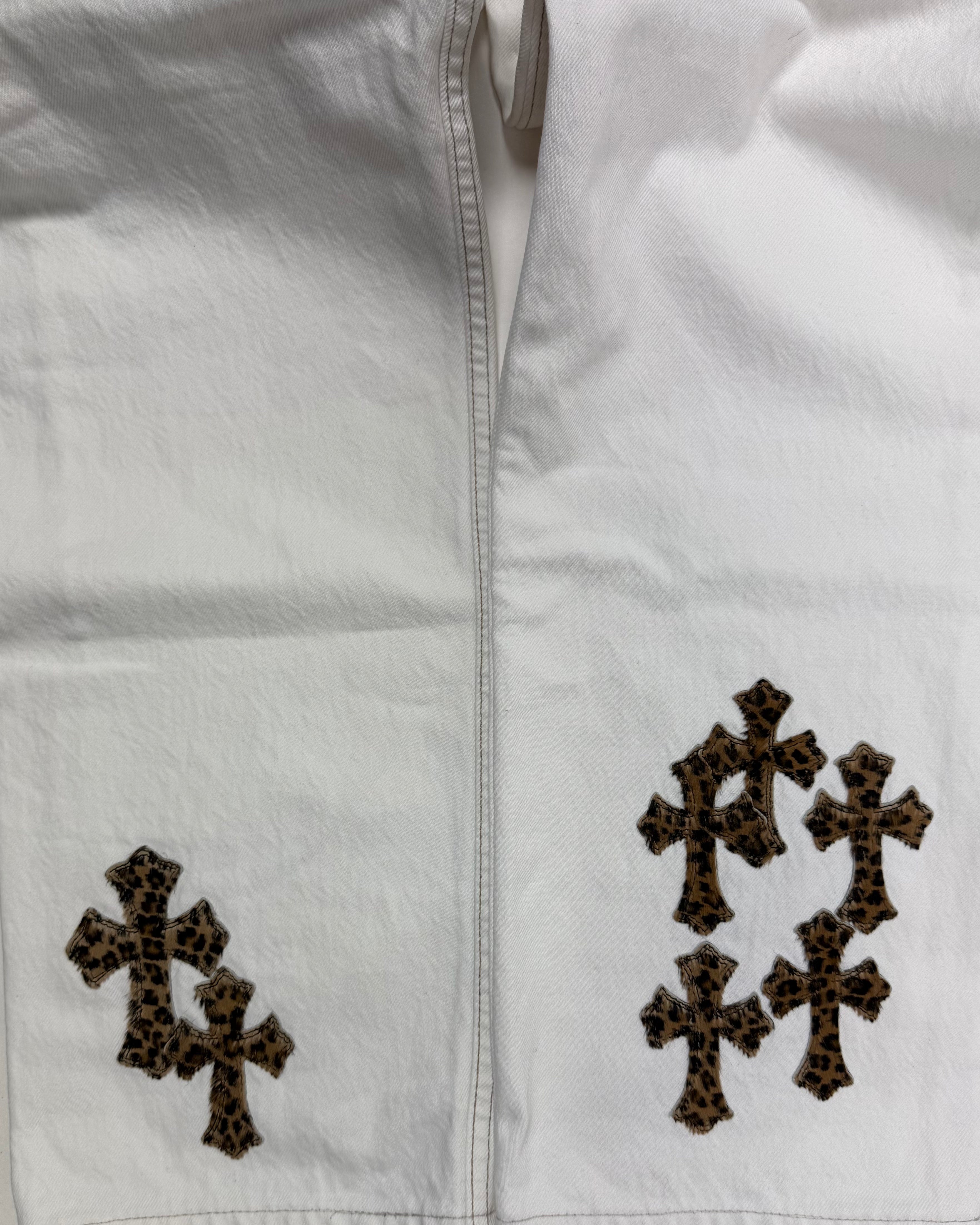 Chrome Hearts White Leopard Cross Patch Black Levi’s Denim Jeans