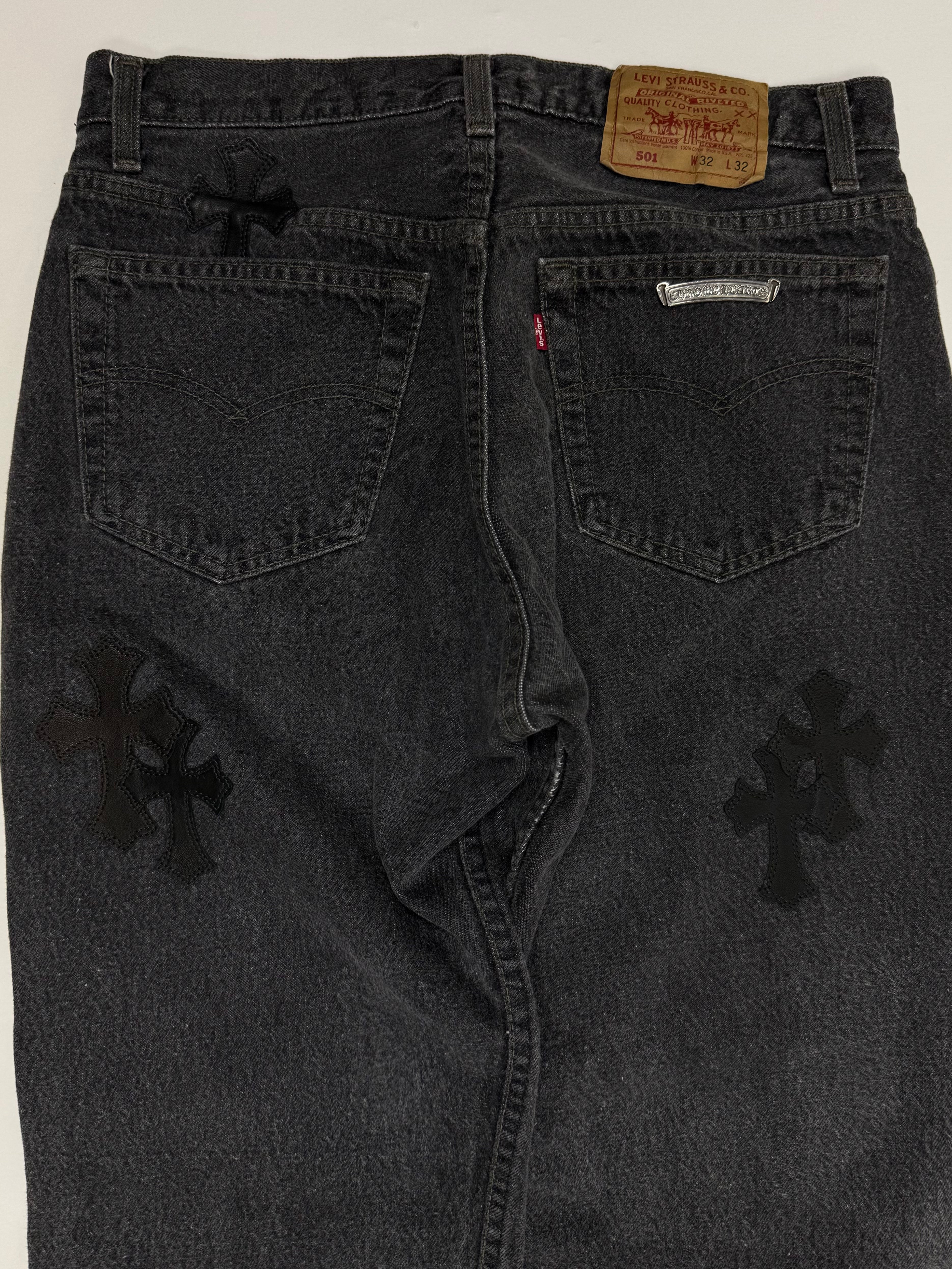 Chrome Hearts Black Cross Patch Black Levi’s Denim Jeans