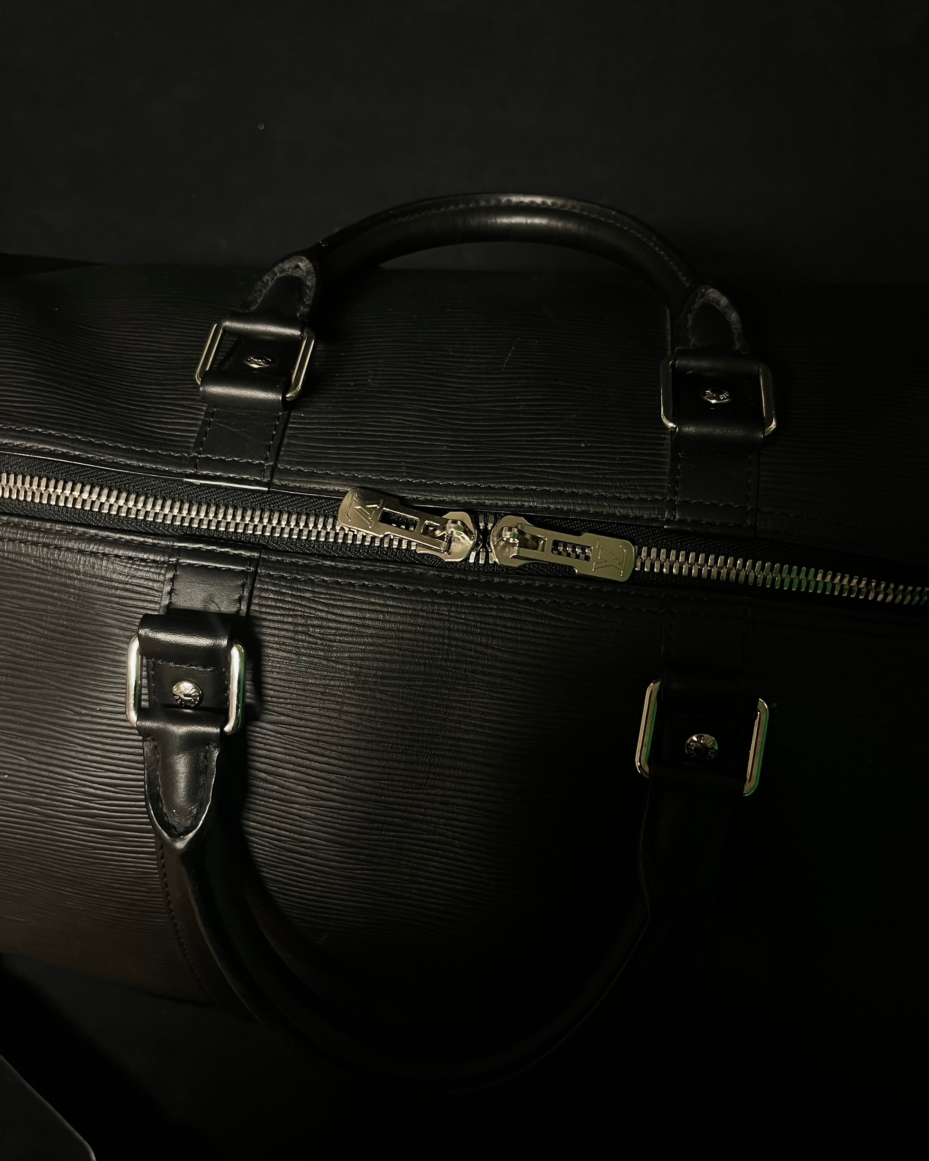 Supreme x Louis Vuitton Black Epi Keepall 55 Travel Bag