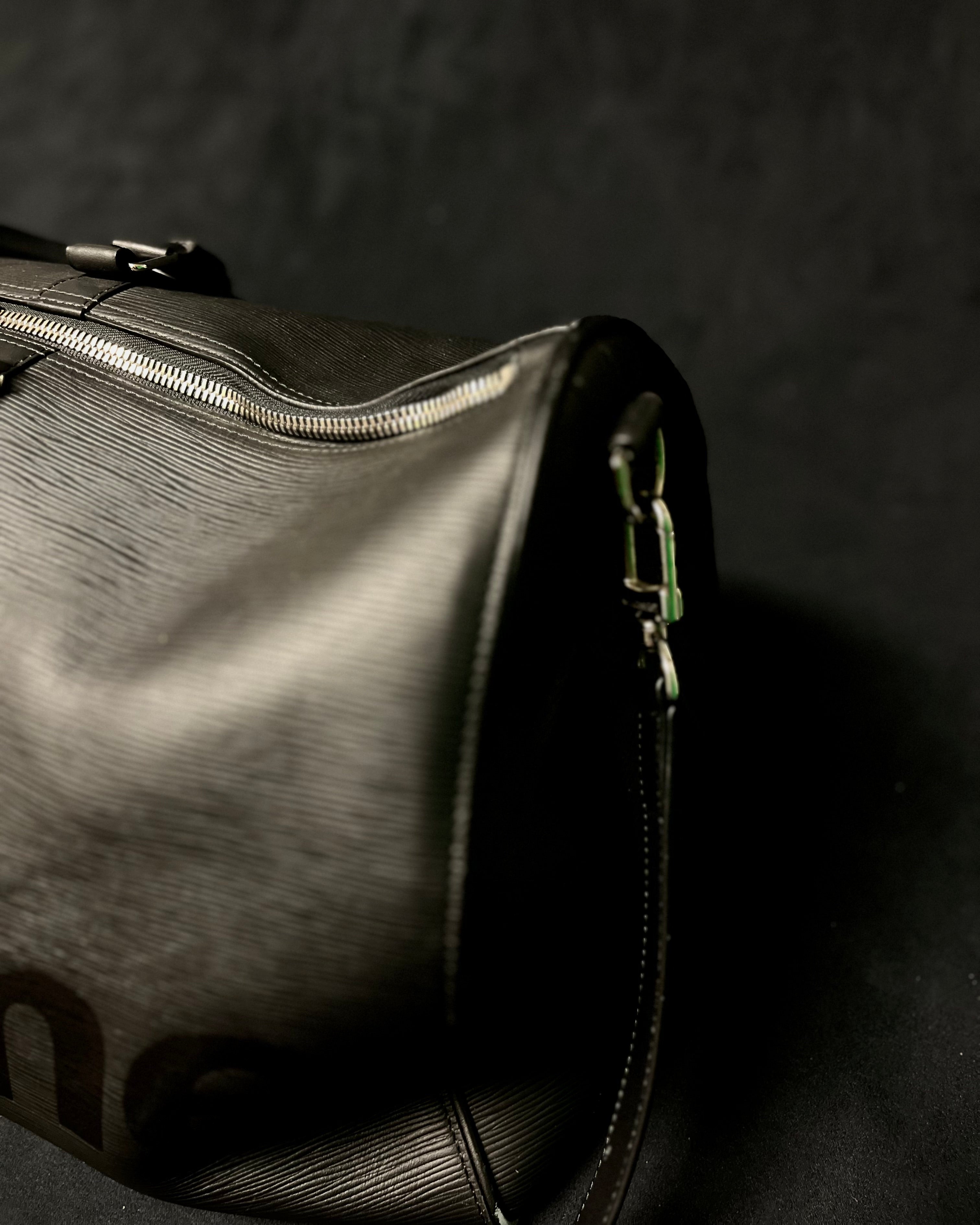 Supreme x Louis Vuitton Black Epi Keepall 55 Travel Bag