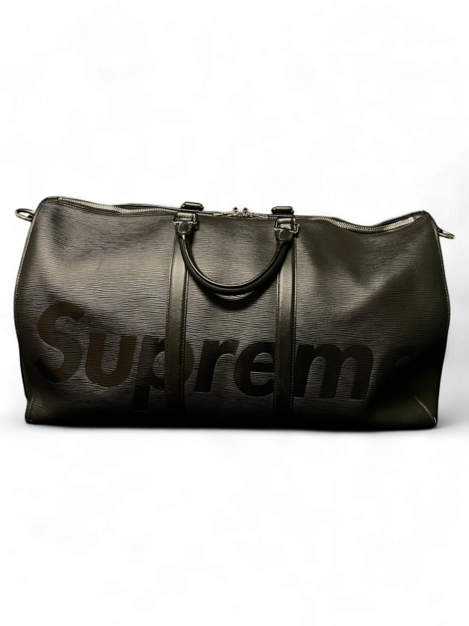 Supreme x Louis Vuitton Black Epi Keepall 55 Travel Bag