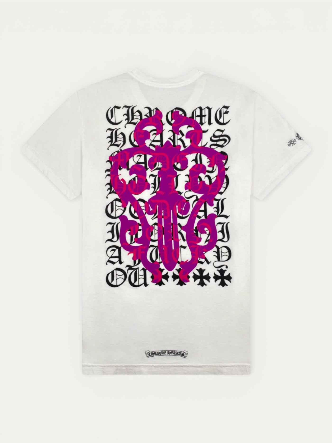 Chrome Hearts White Pink Dagger Logo Tee