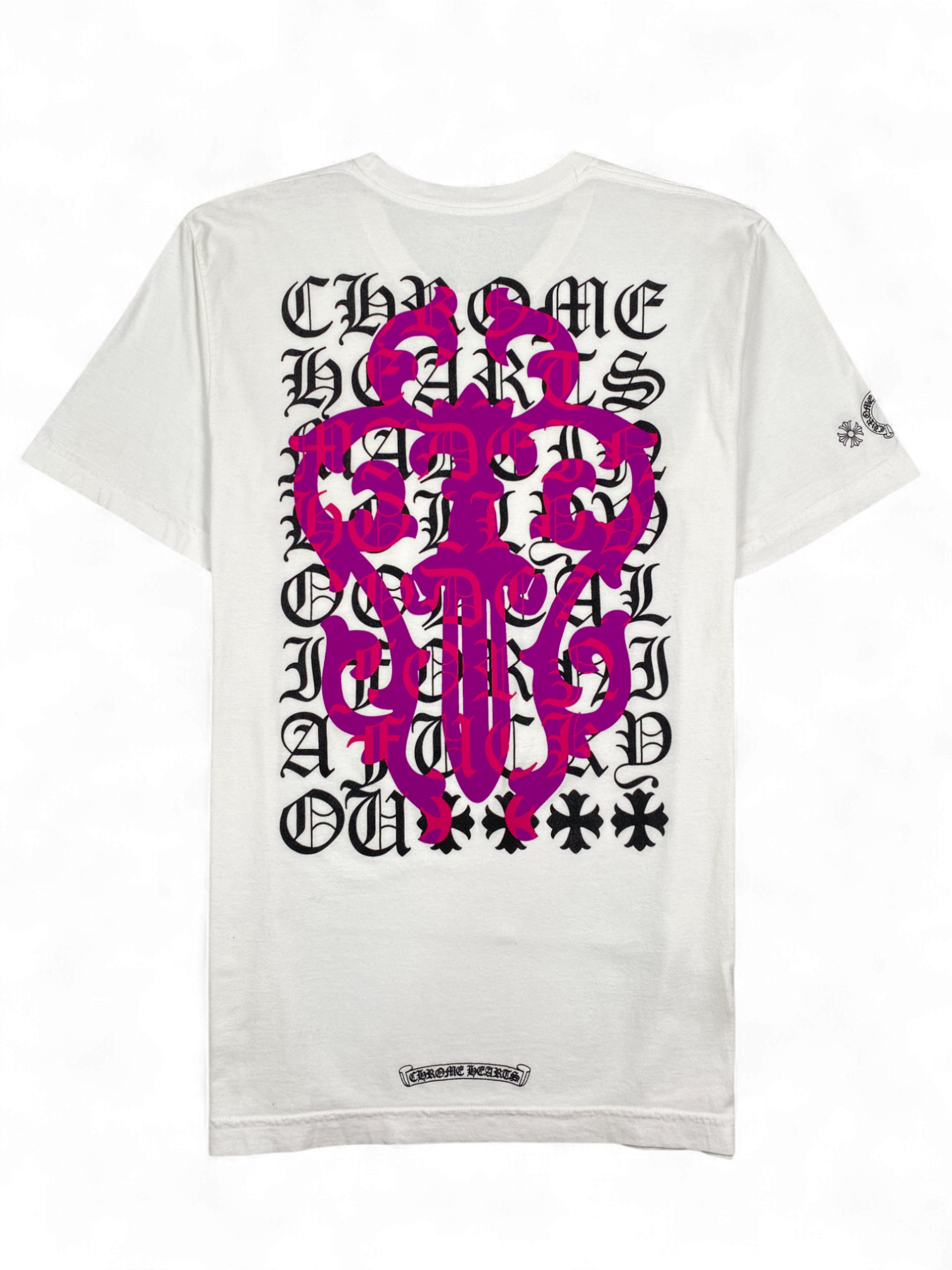 Chrome Hearts White Pink Dagger Logo Tee