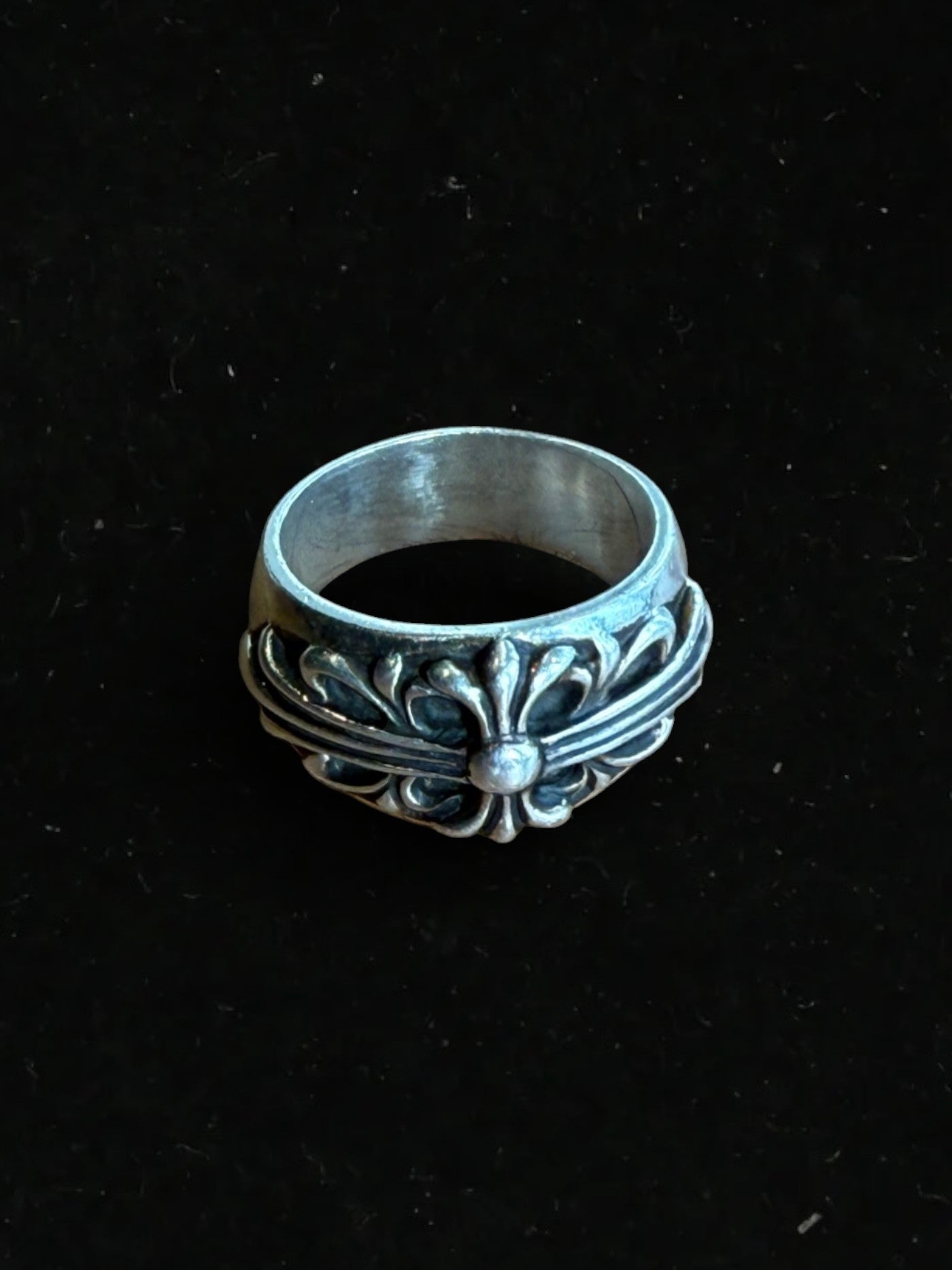 Chrome Hearts Silver Floral Cross Ring