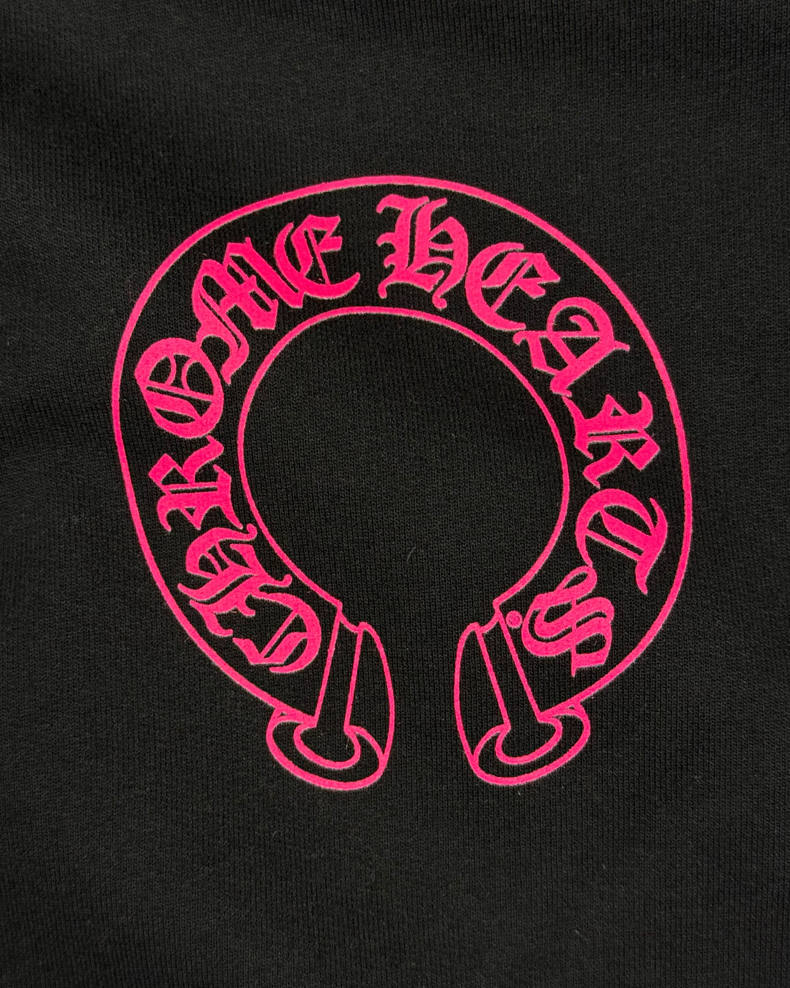 Chrome Hearts Floral Horseshoe Logo Black Pink Zip Up Hoodie