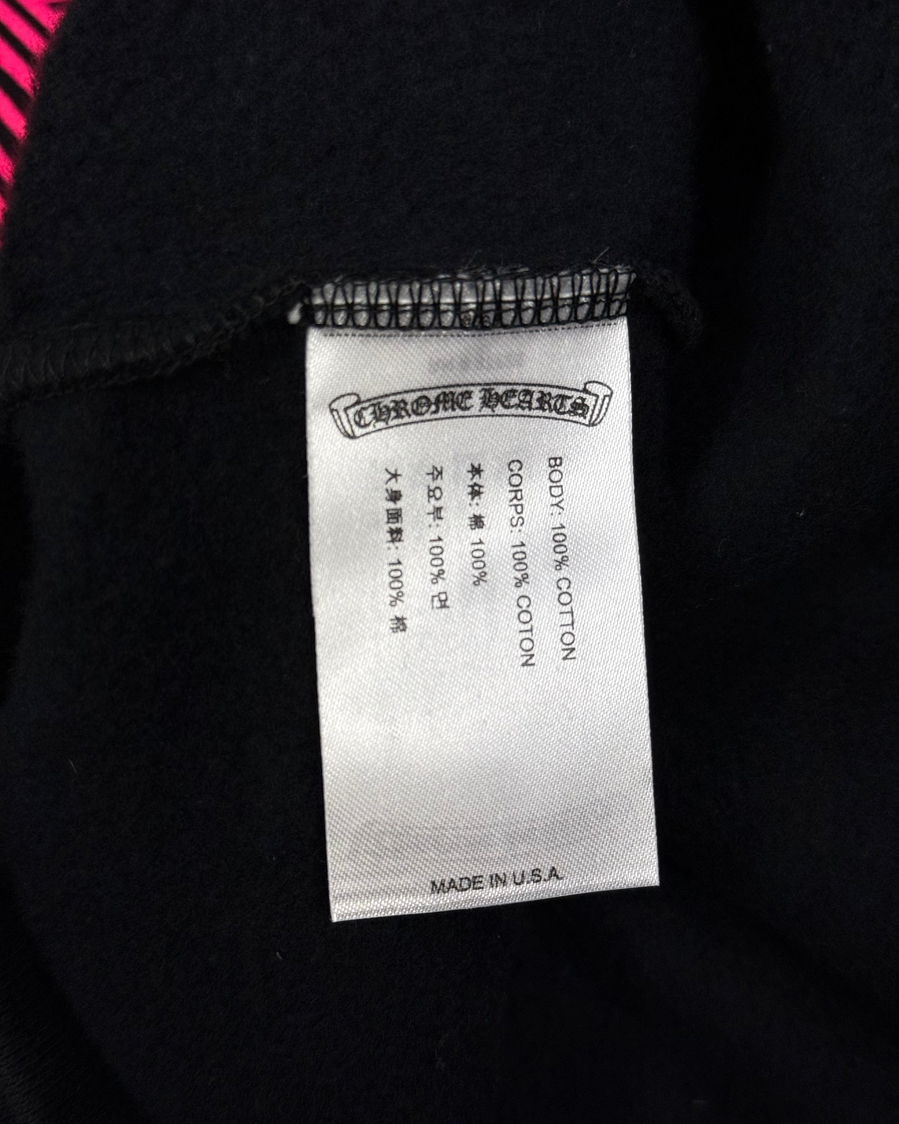 Chrome Hearts Floral Horseshoe Logo Black Pink Zip Up Hoodie