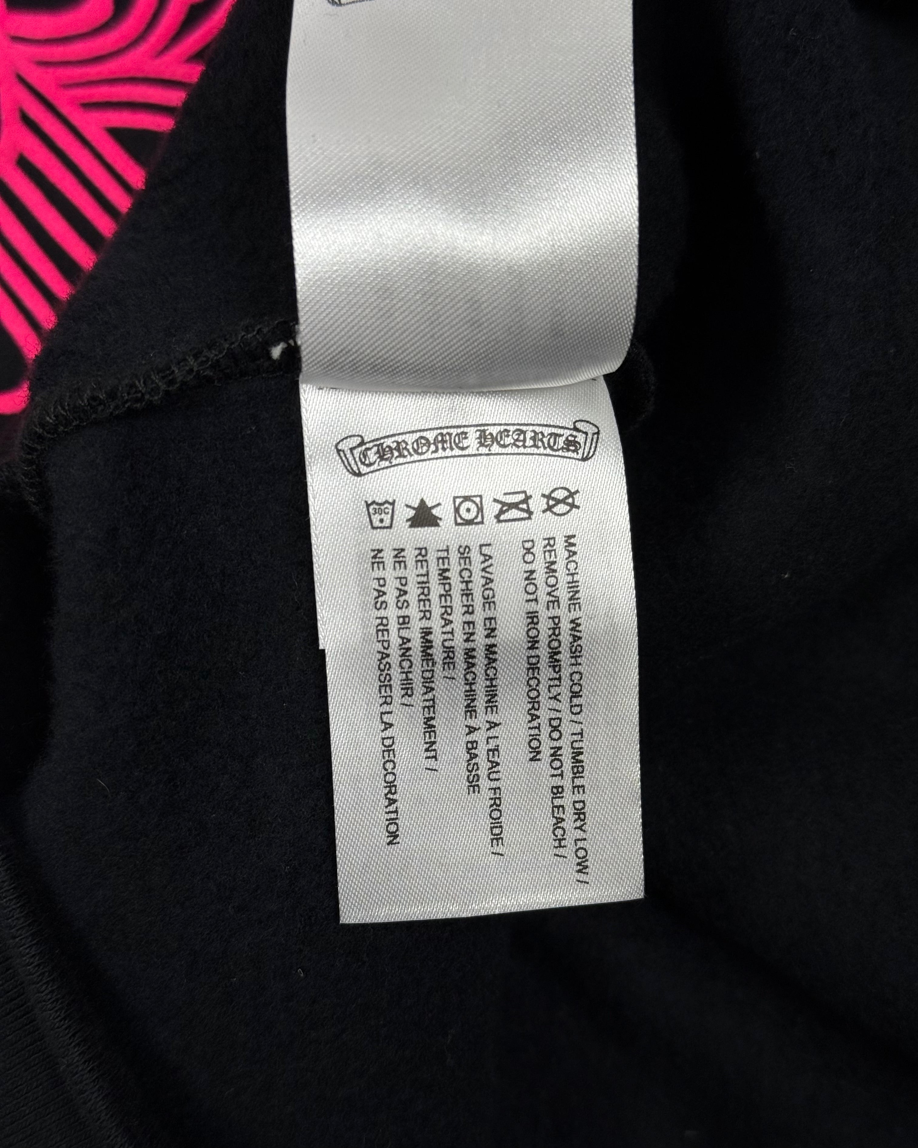 Chrome Hearts Floral Horseshoe Logo Black Pink Zip Up Hoodie