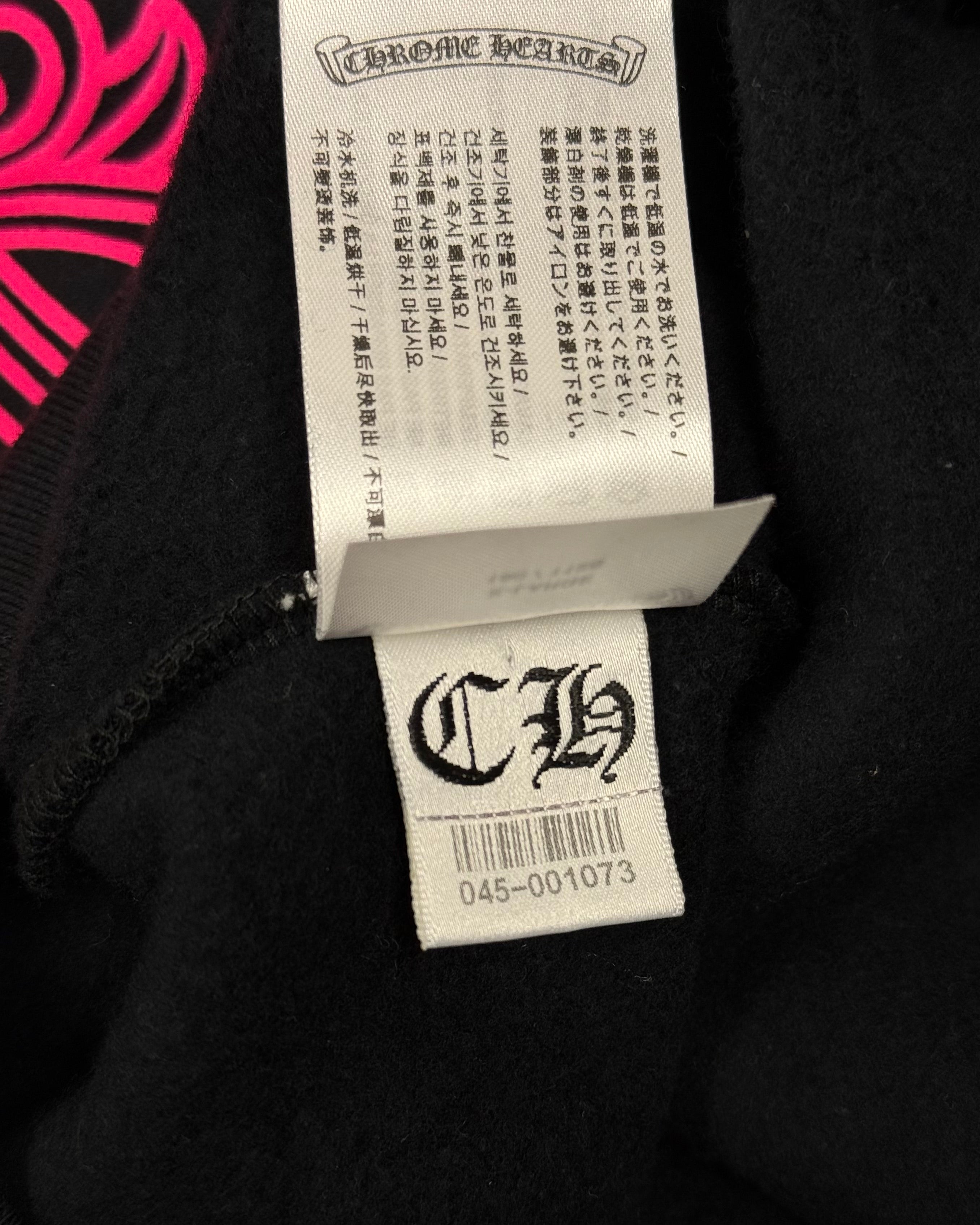 Chrome Hearts Floral Horseshoe Logo Black Pink Zip Up Hoodie