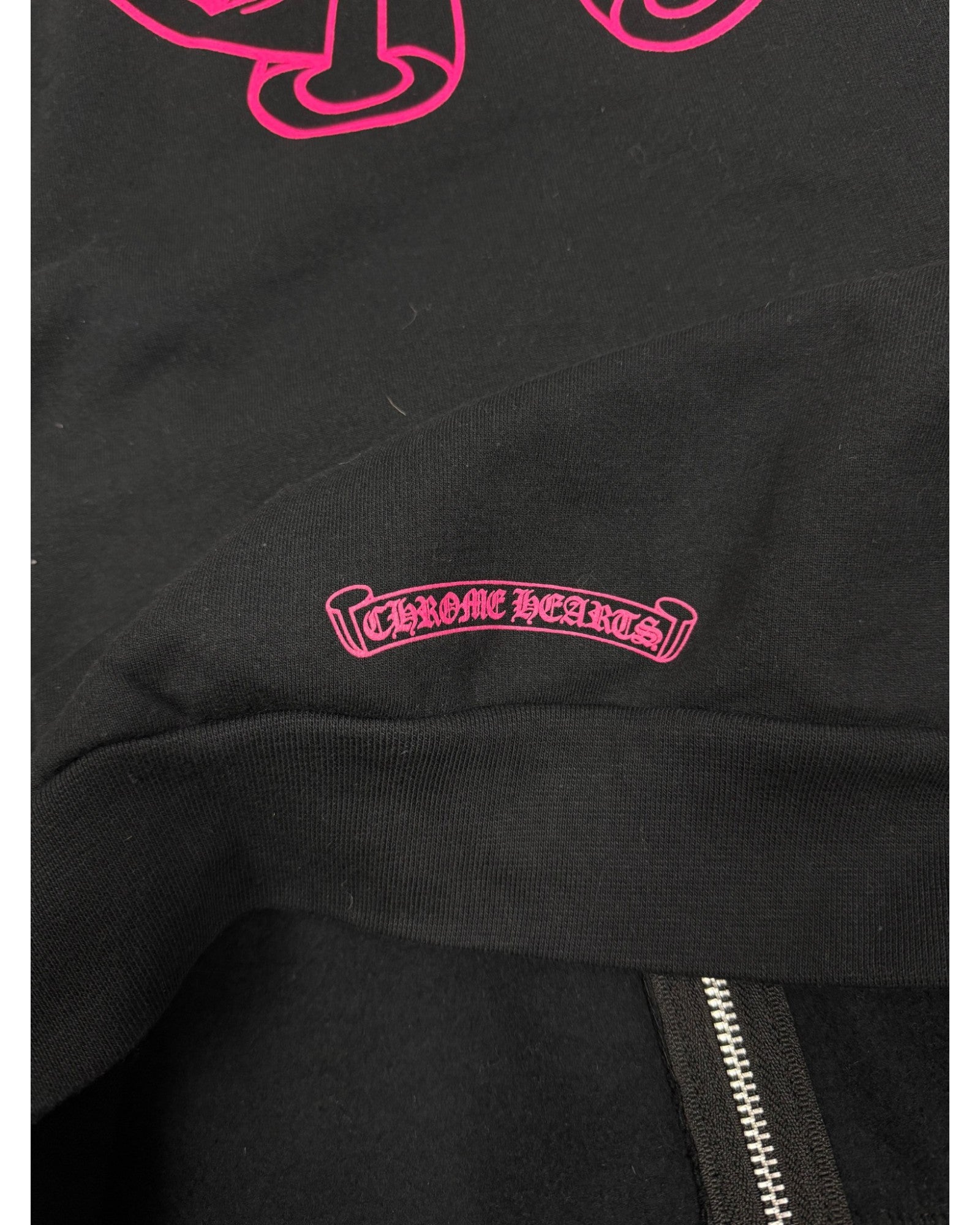 Chrome Hearts Floral Horseshoe Logo Black Pink Zip Up Hoodie