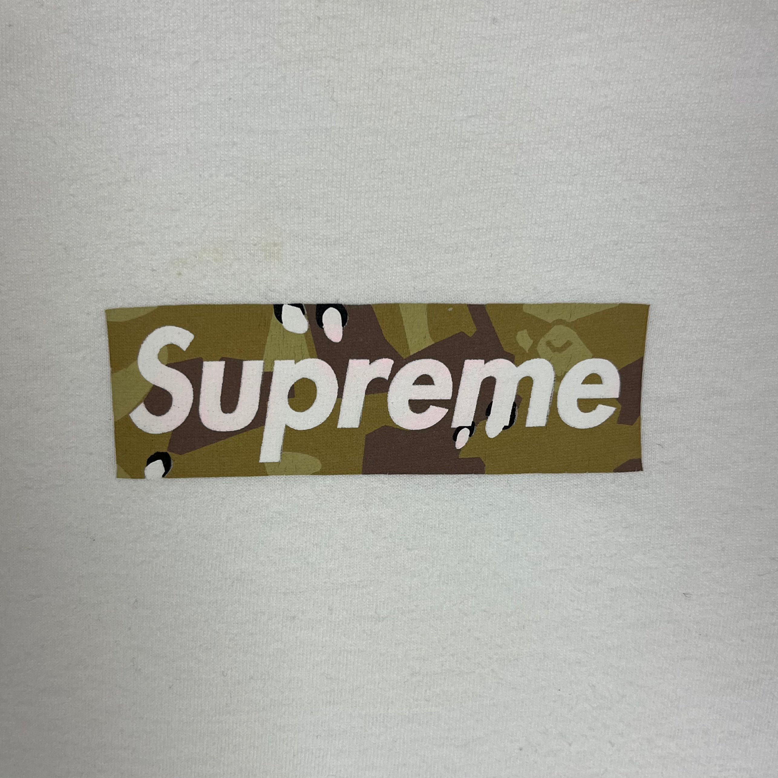 2001 Supreme Green Mustard BAPE Box Logo Tee