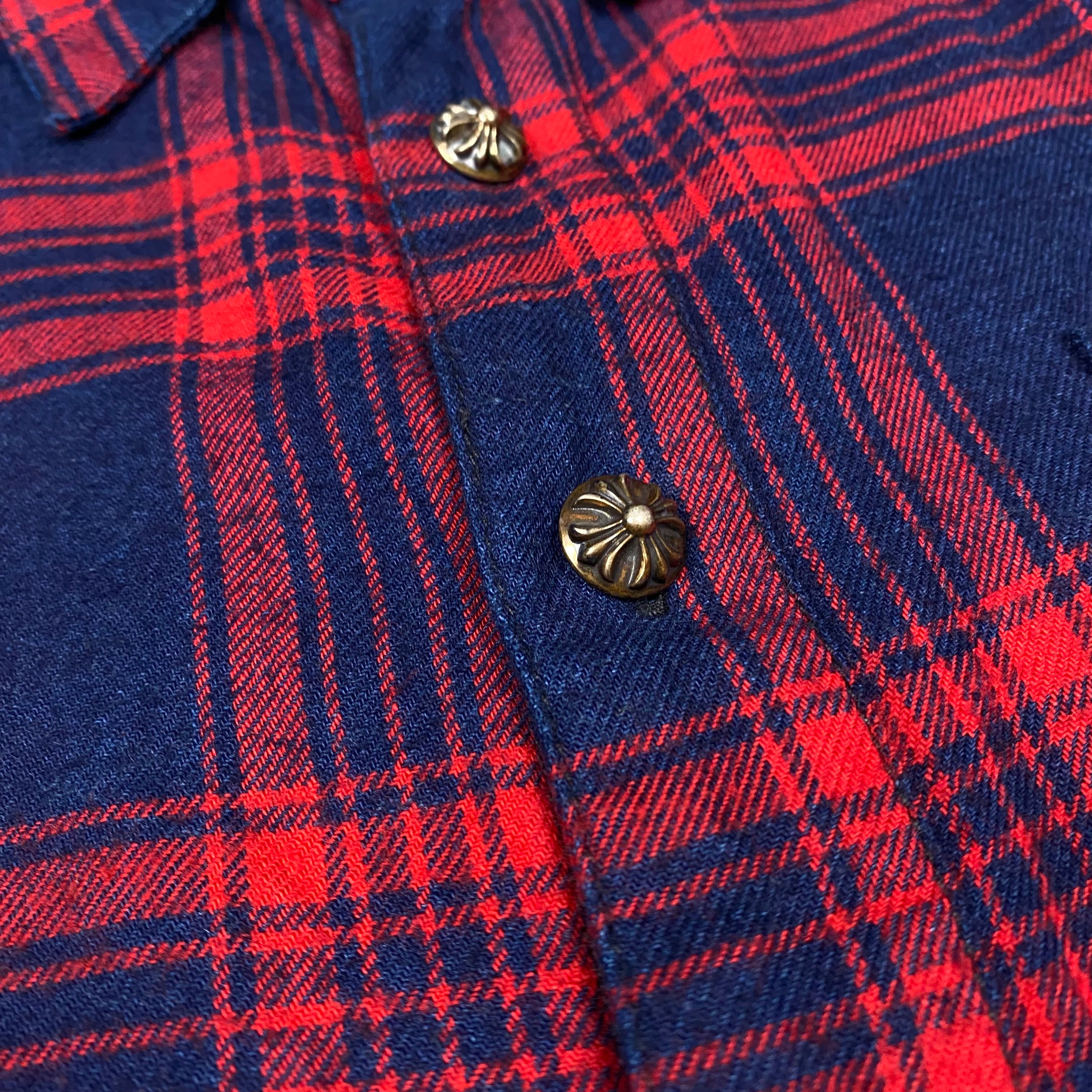 Chrome Hearts Red Plaid Cross Patch Shirt