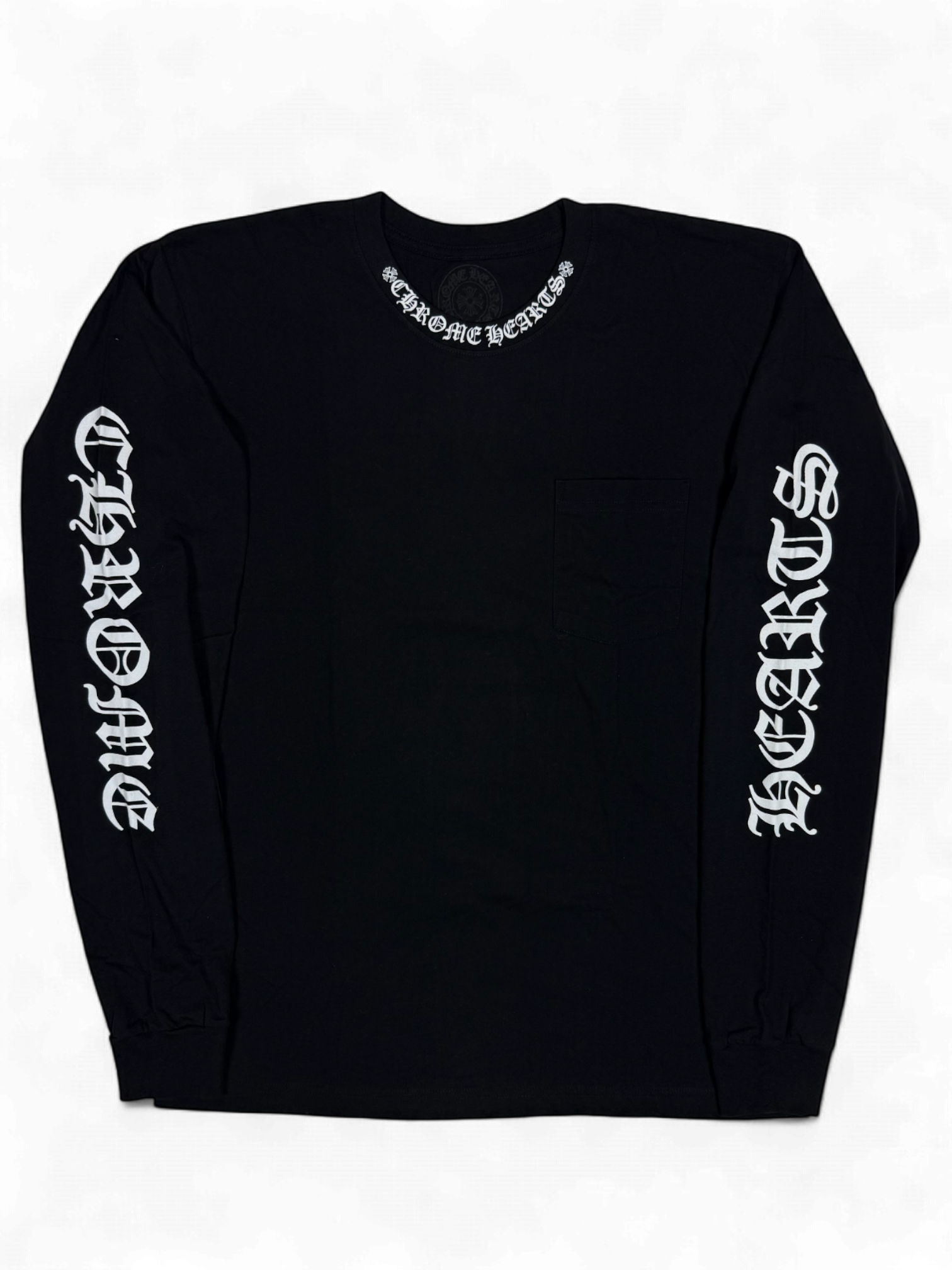 Chrome Hearts Black White Neck Logo Longsleeve