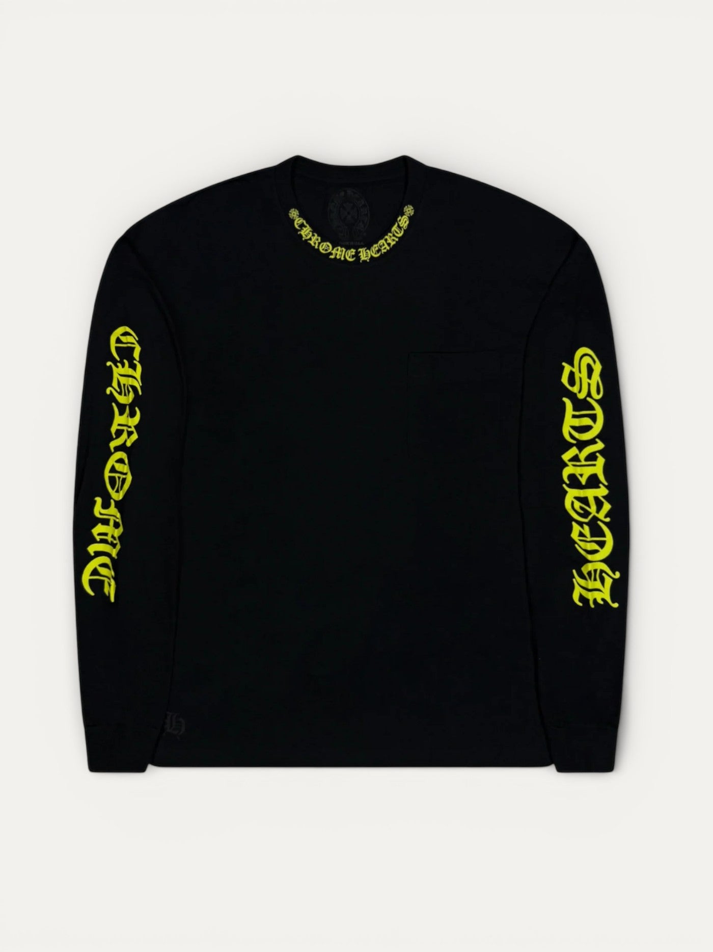 Chrome Hearts Black Yellow Neck Logo Longsleeve