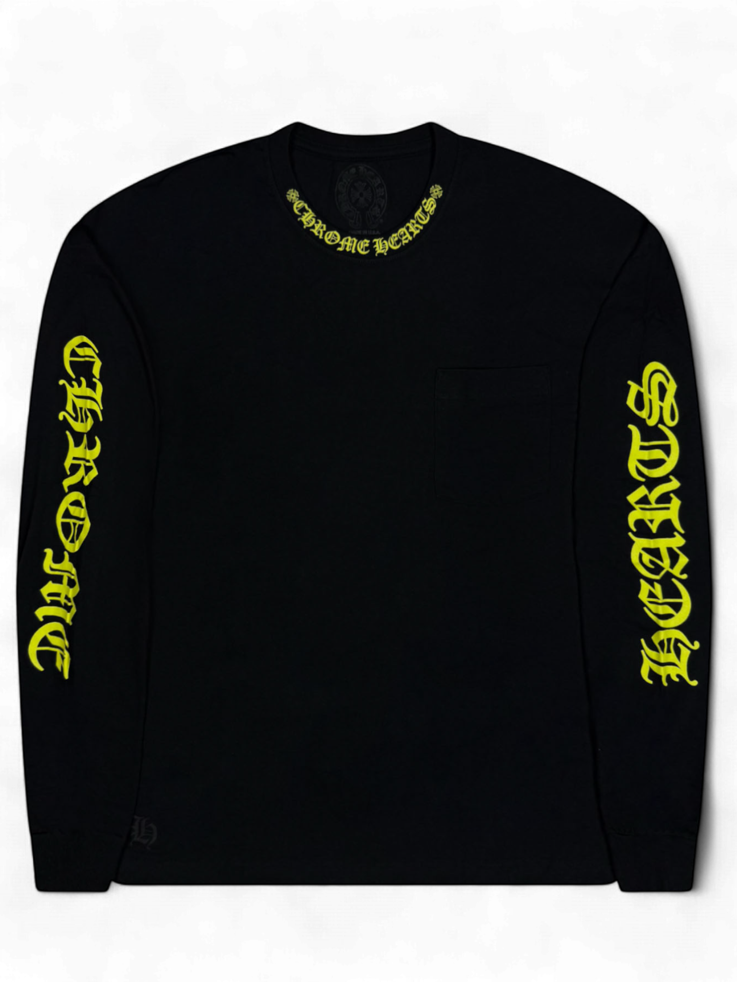 Chrome Hearts Black Yellow Neck Logo Longsleeve