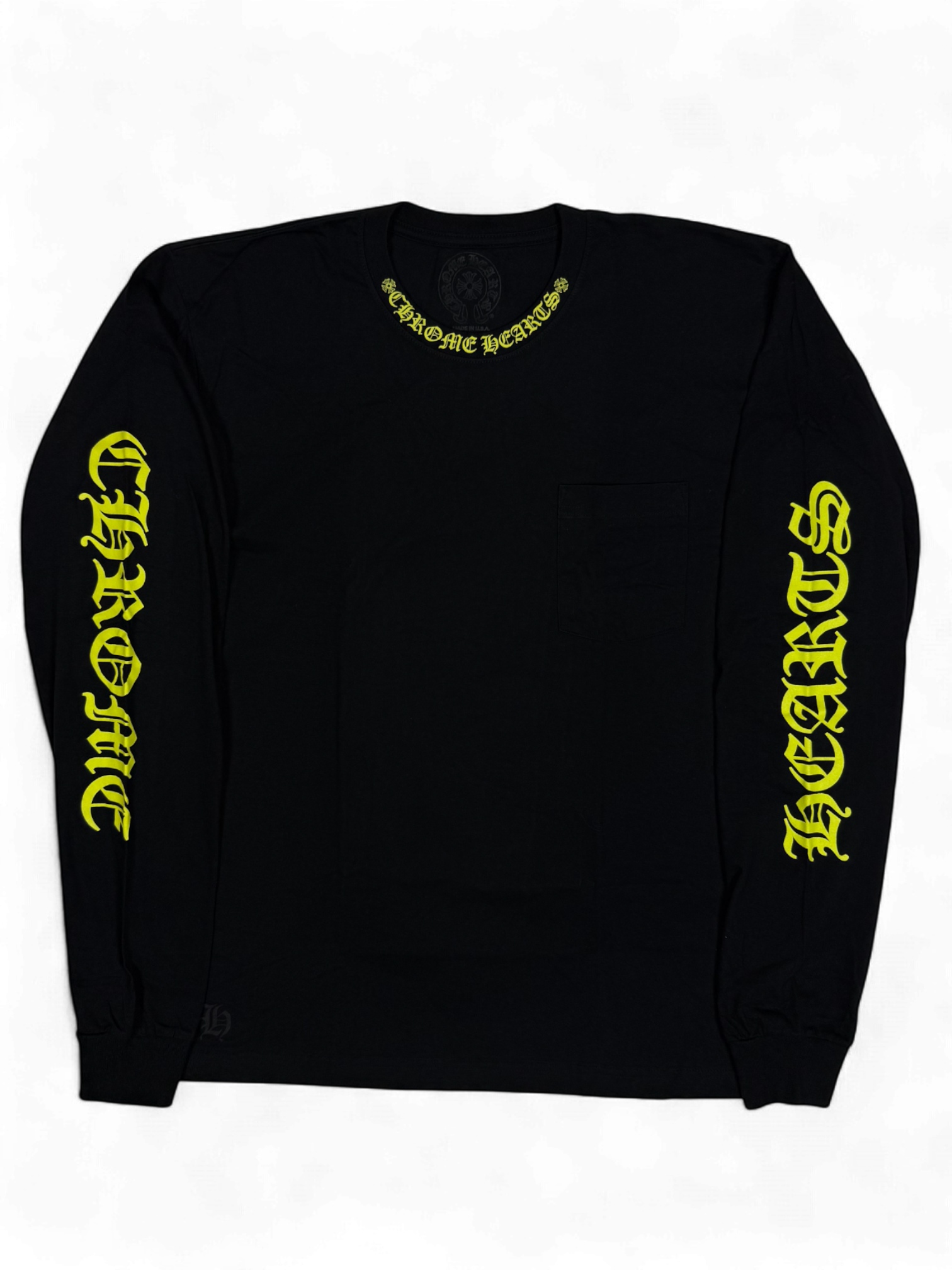 Chrome Hearts Black Yellow Neck Logo Longsleeve