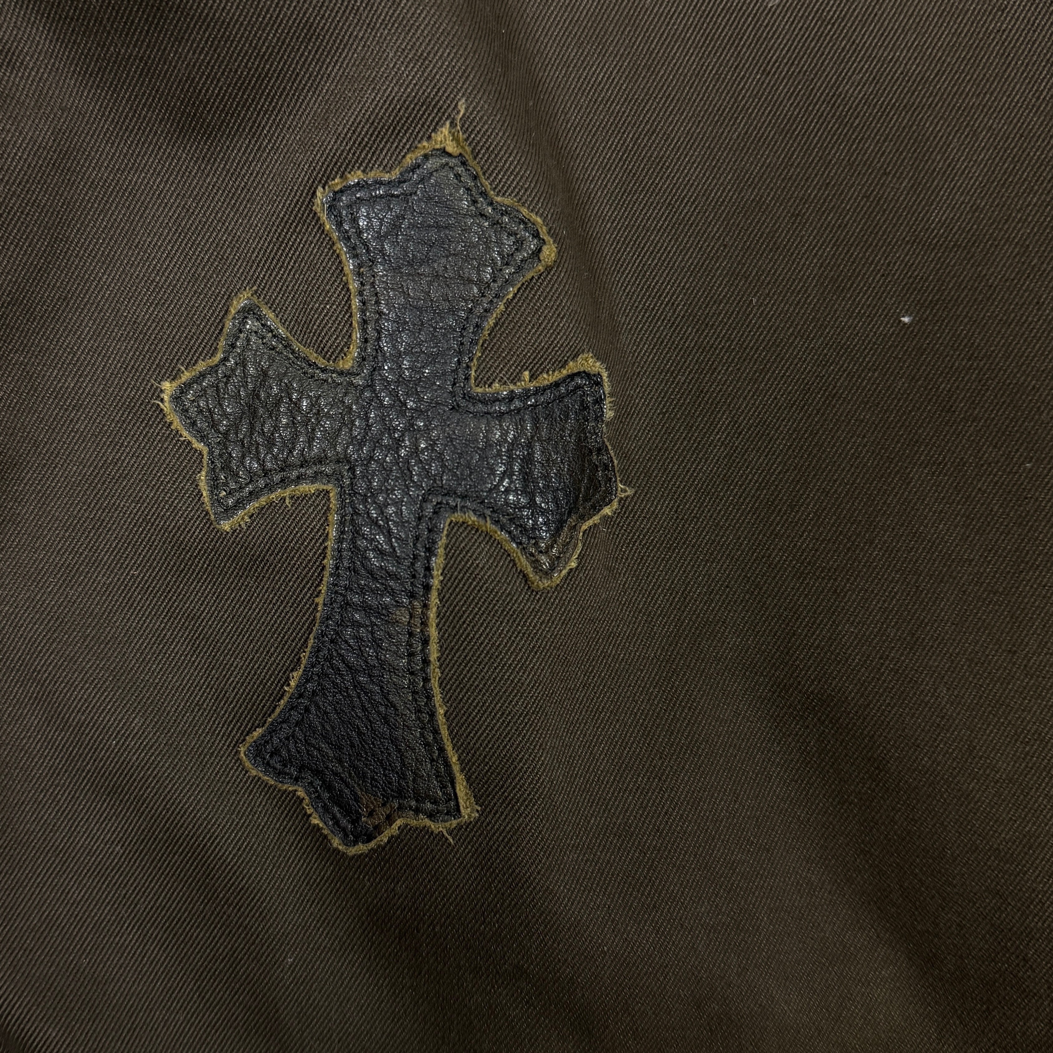 Chrome Hearts Work Dog Orange Leather Cross Patch Shirt Jacket