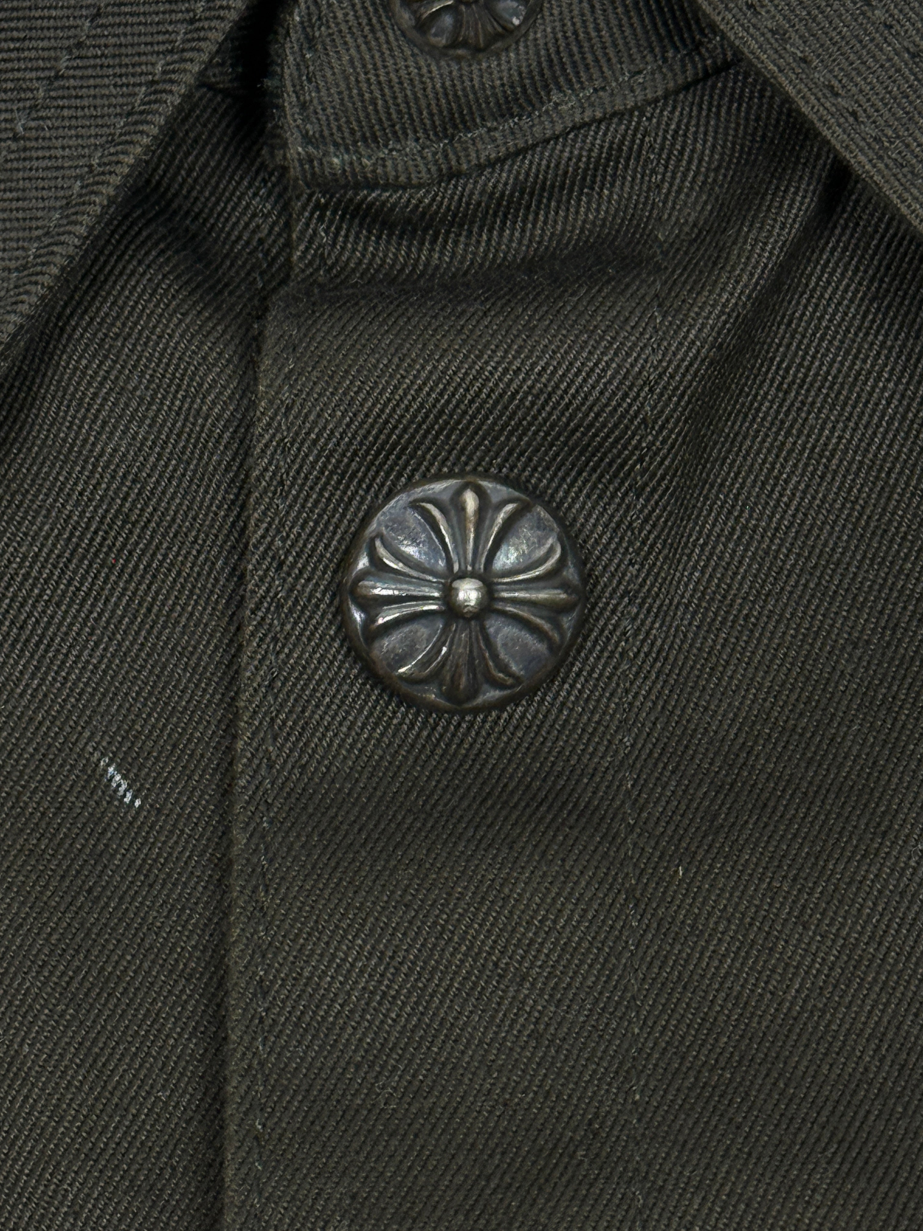 Chrome Hearts Work Dog Orange Leather Cross Patch Shirt Jacket
