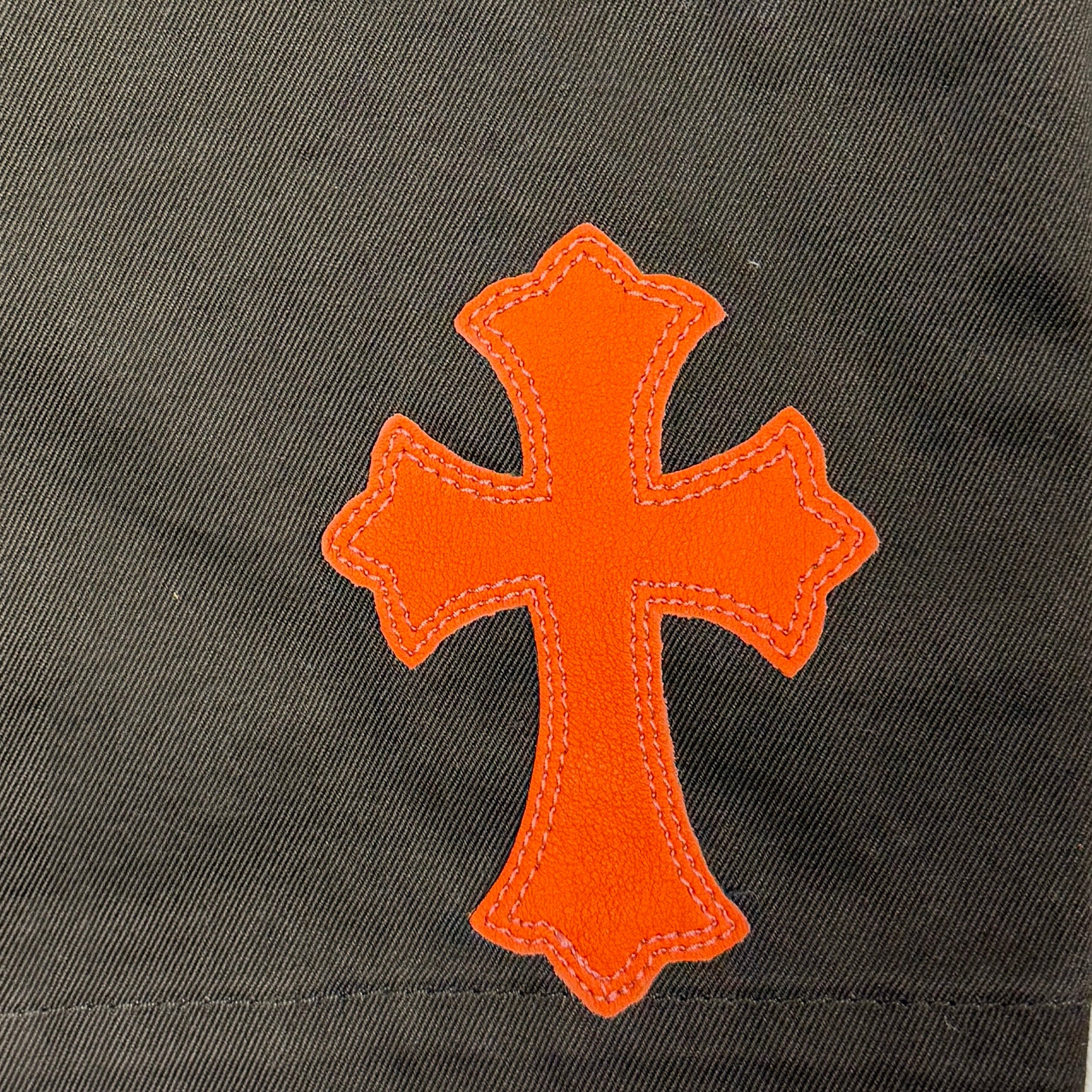 Chrome Hearts Work Dog Orange Leather Cross Patch Shirt Jacket