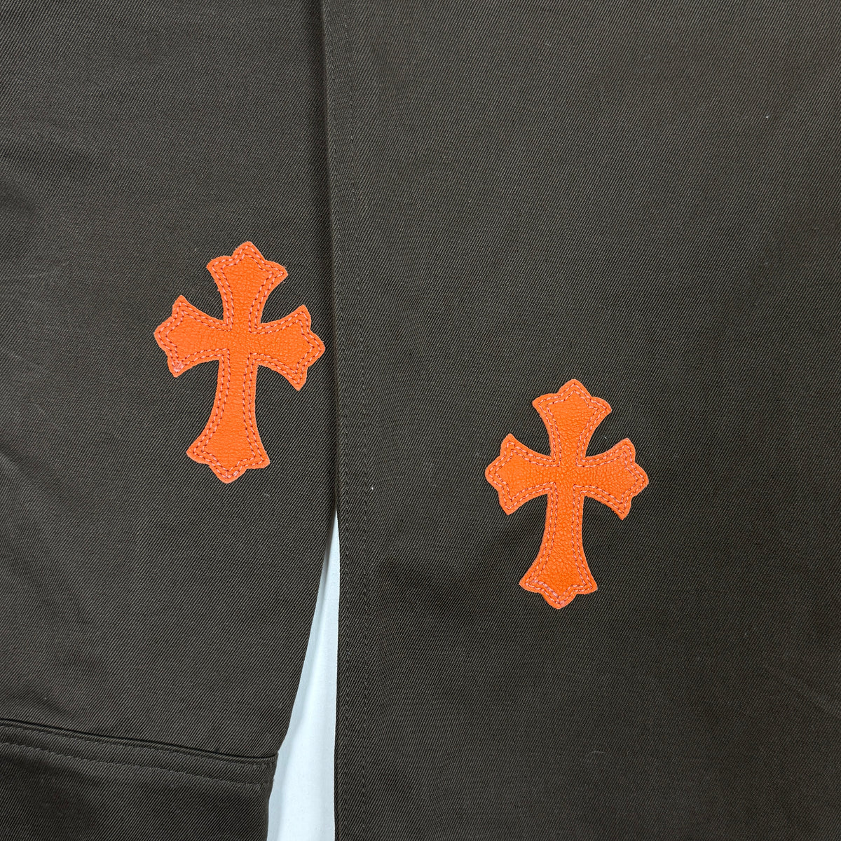 Chrome Hearts Work Dog Orange Leather Cross Patch Shirt Jacket