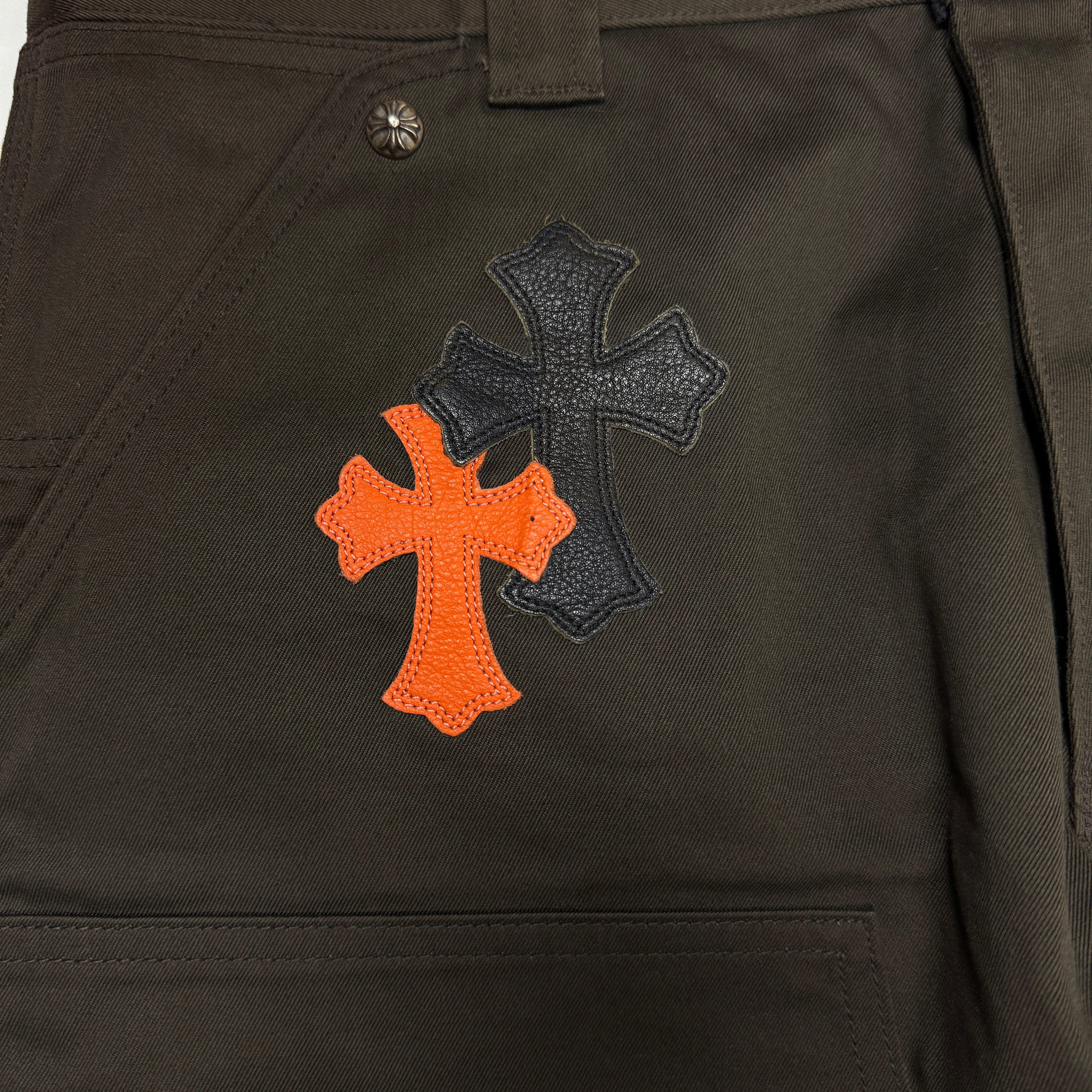 Chrome Hearts Brown Orange Cross Patch Carpenters Pants