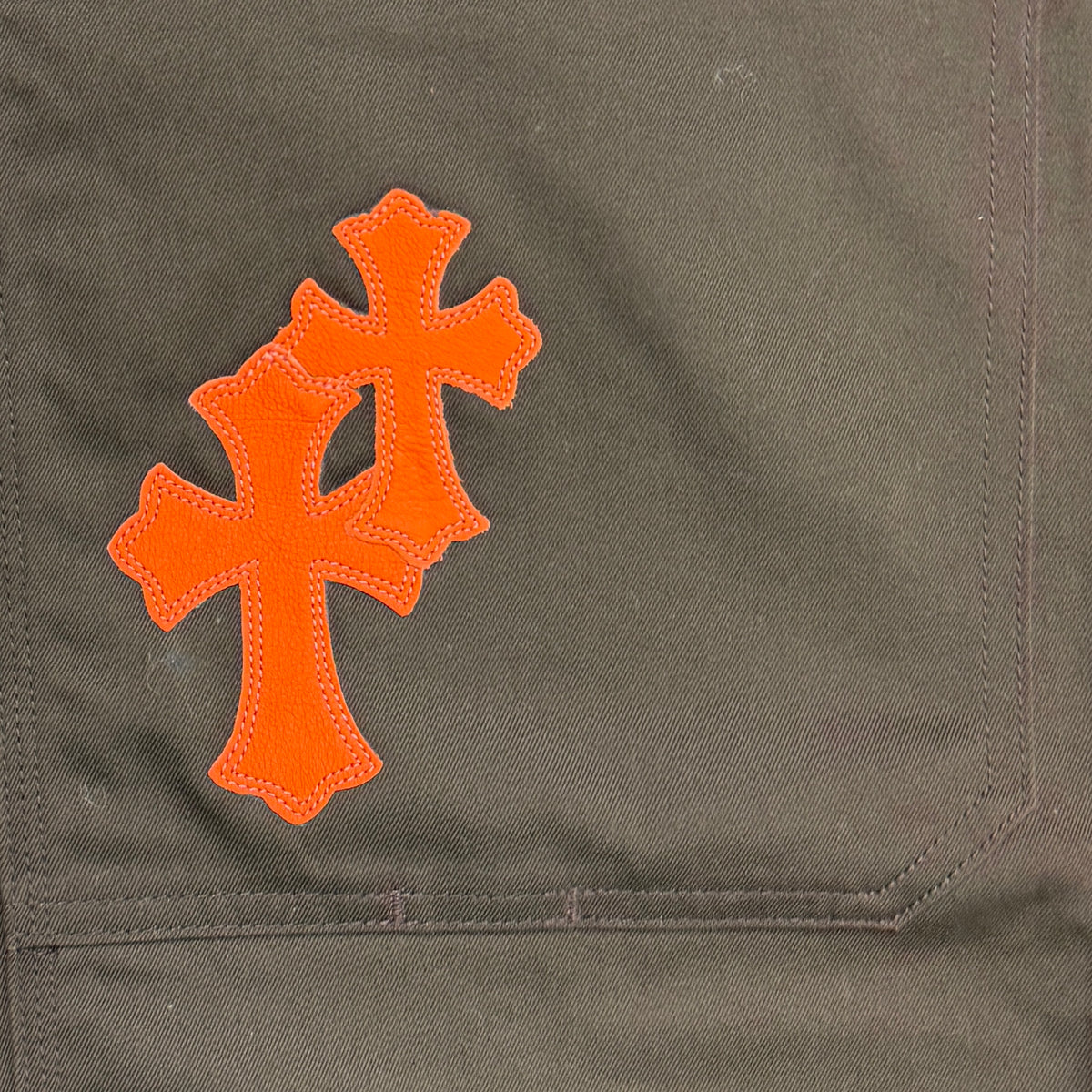 Chrome Hearts Brown Orange Cross Patch Carpenters Pants