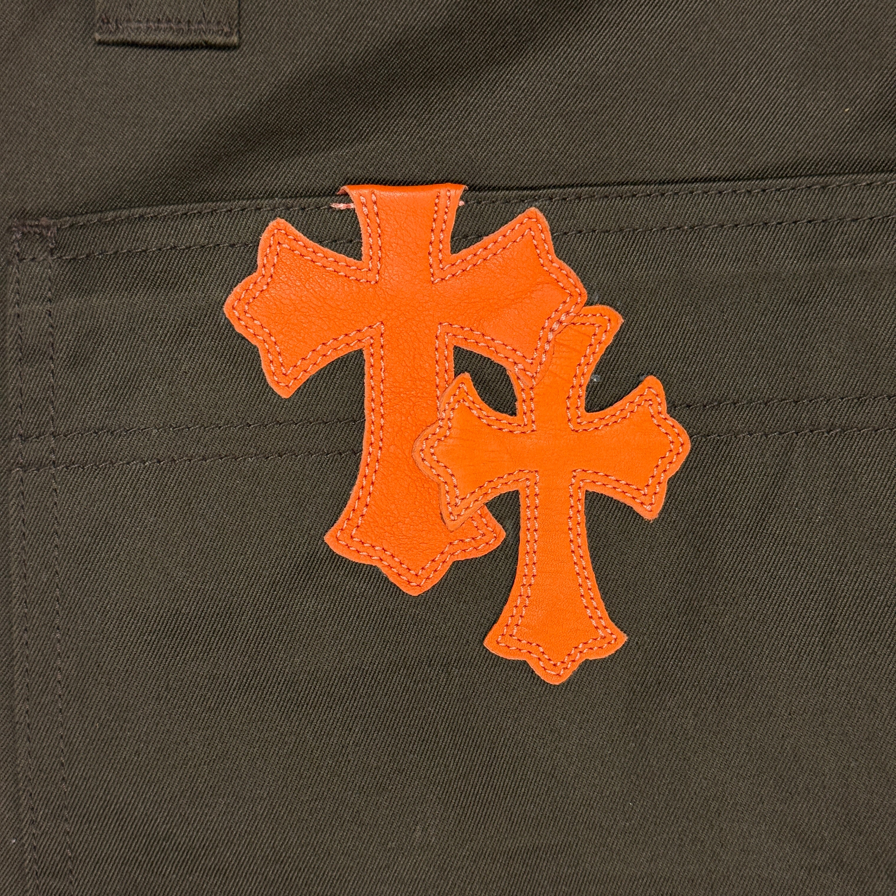 Chrome Hearts Brown Orange Cross Patch Carpenters Pants