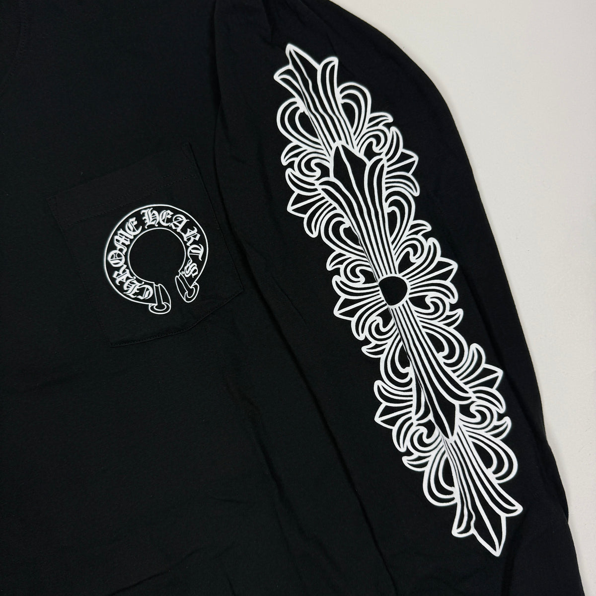 Chrome Hearts Black Floral Horseshoe Longsleeve