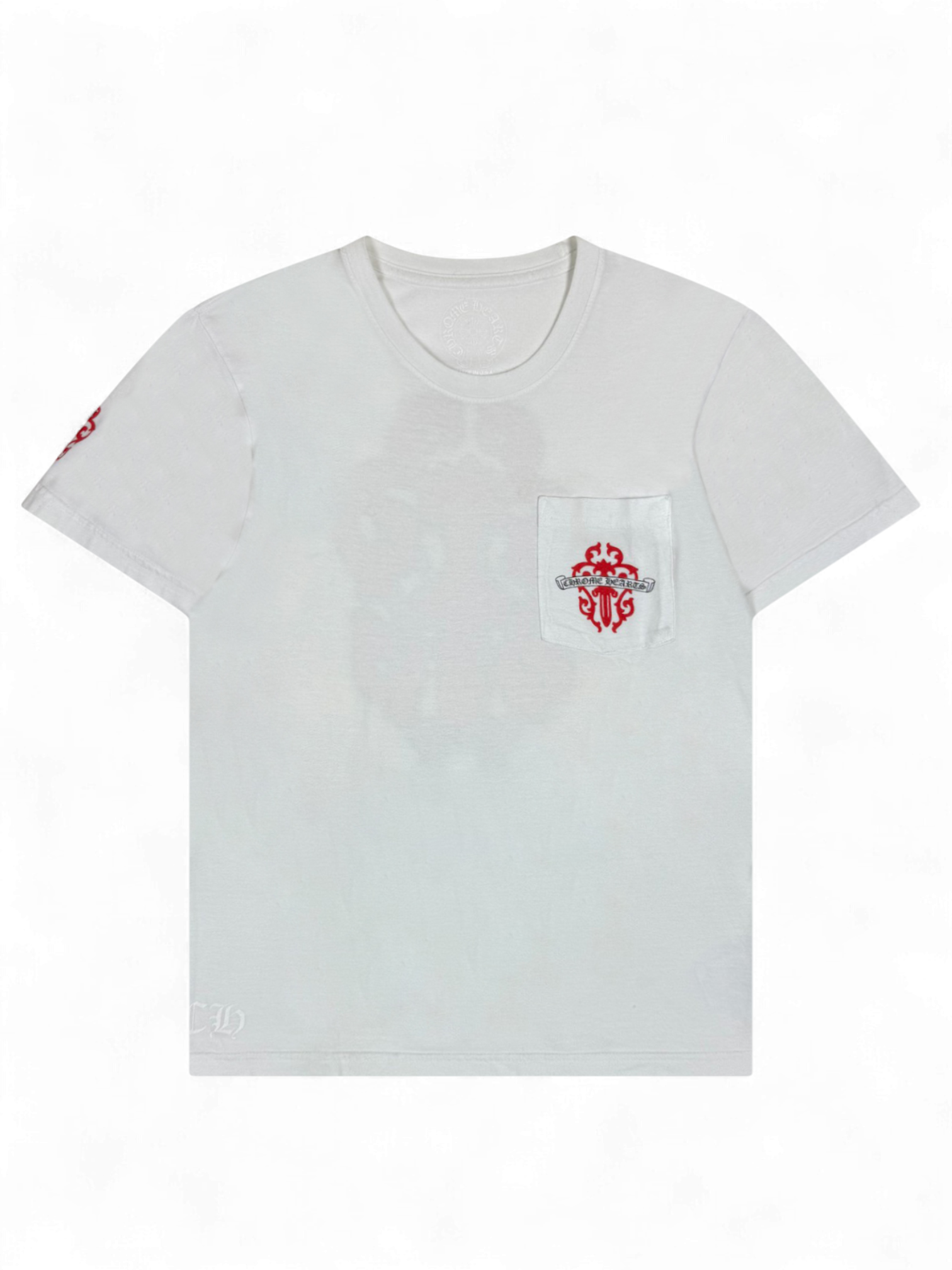 Chrome Hearts White Red Dagger Logo Tee