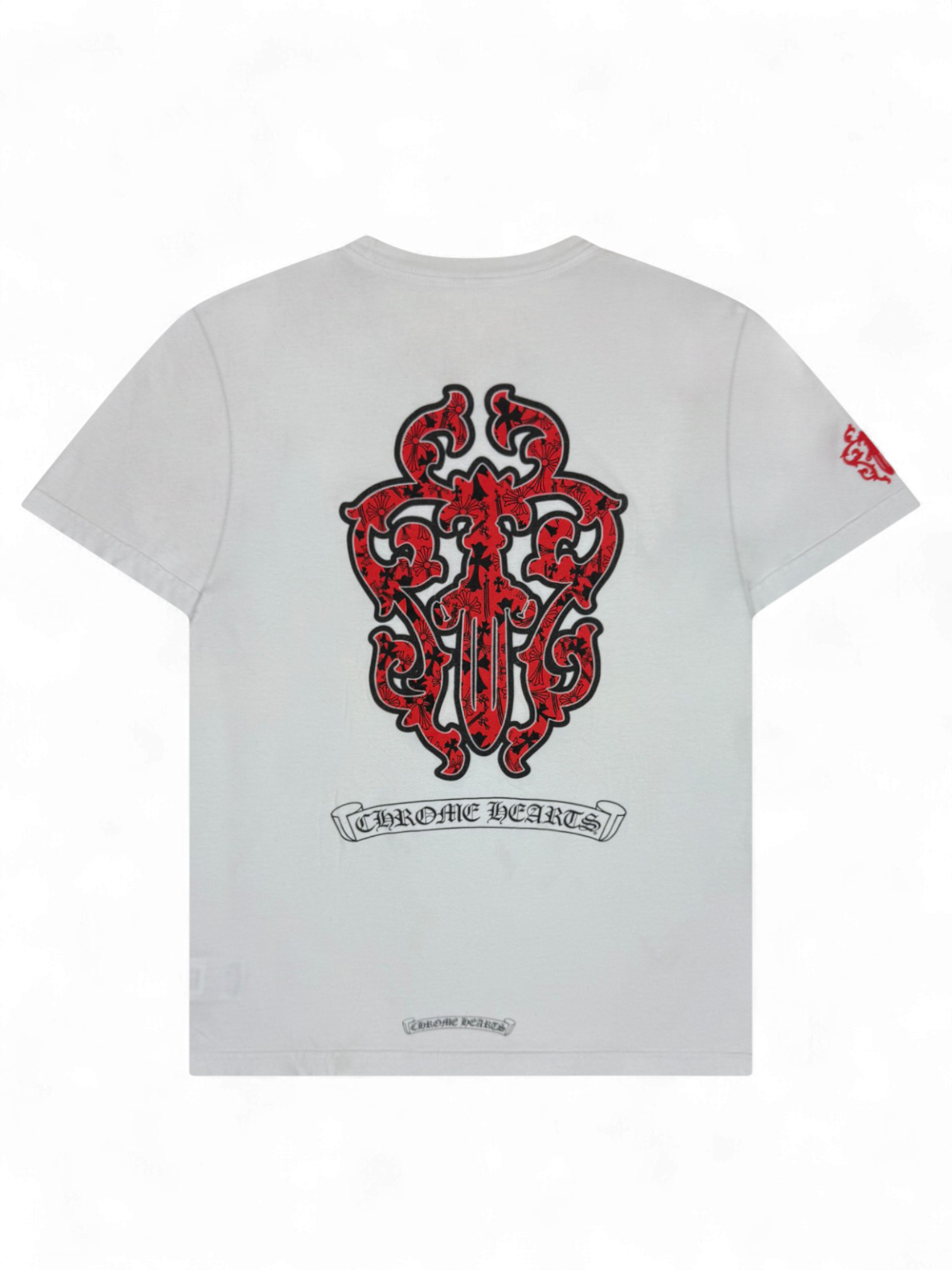 Chrome Hearts White Red Dagger Logo Tee