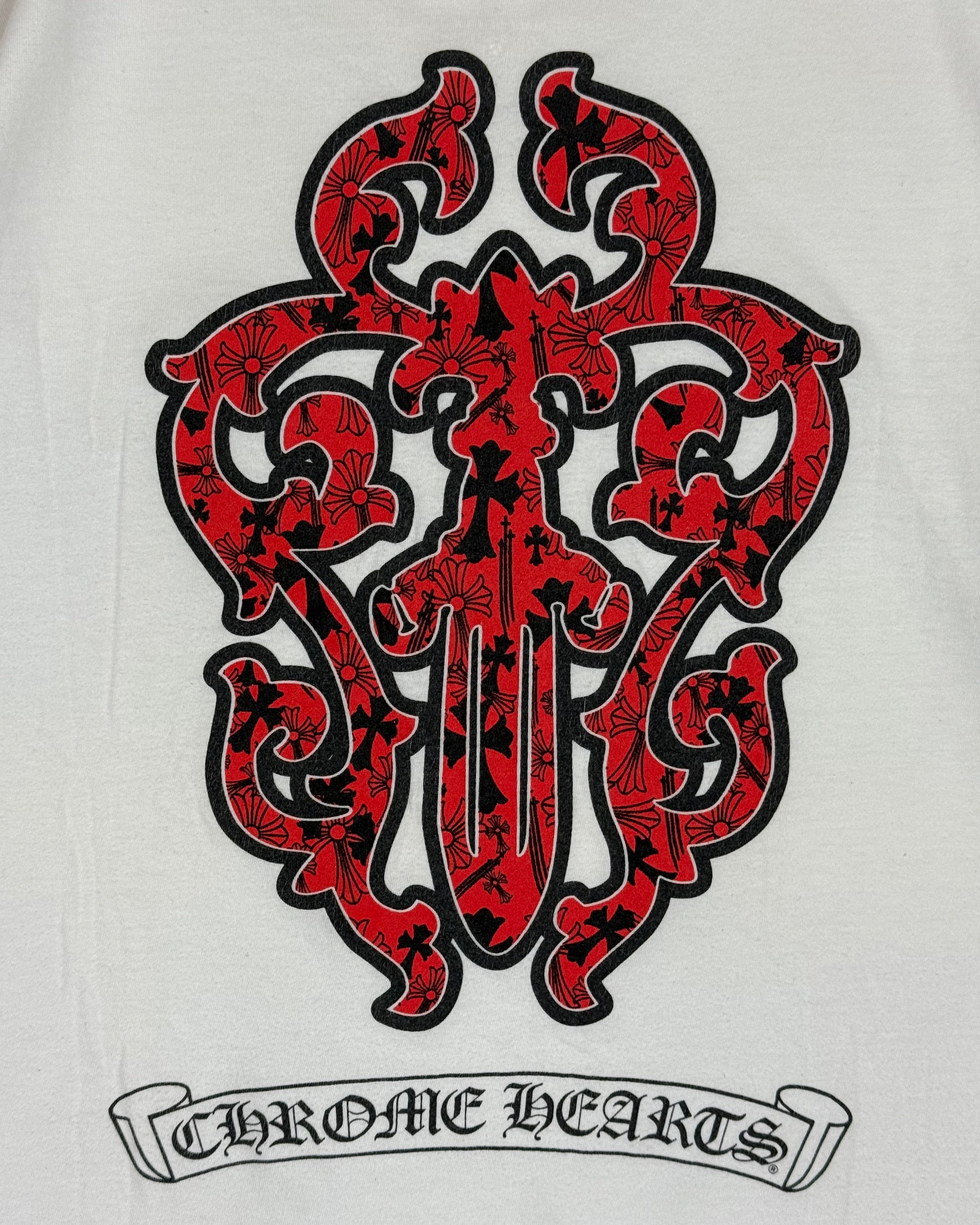 Chrome Hearts White Red Dagger Logo Tee