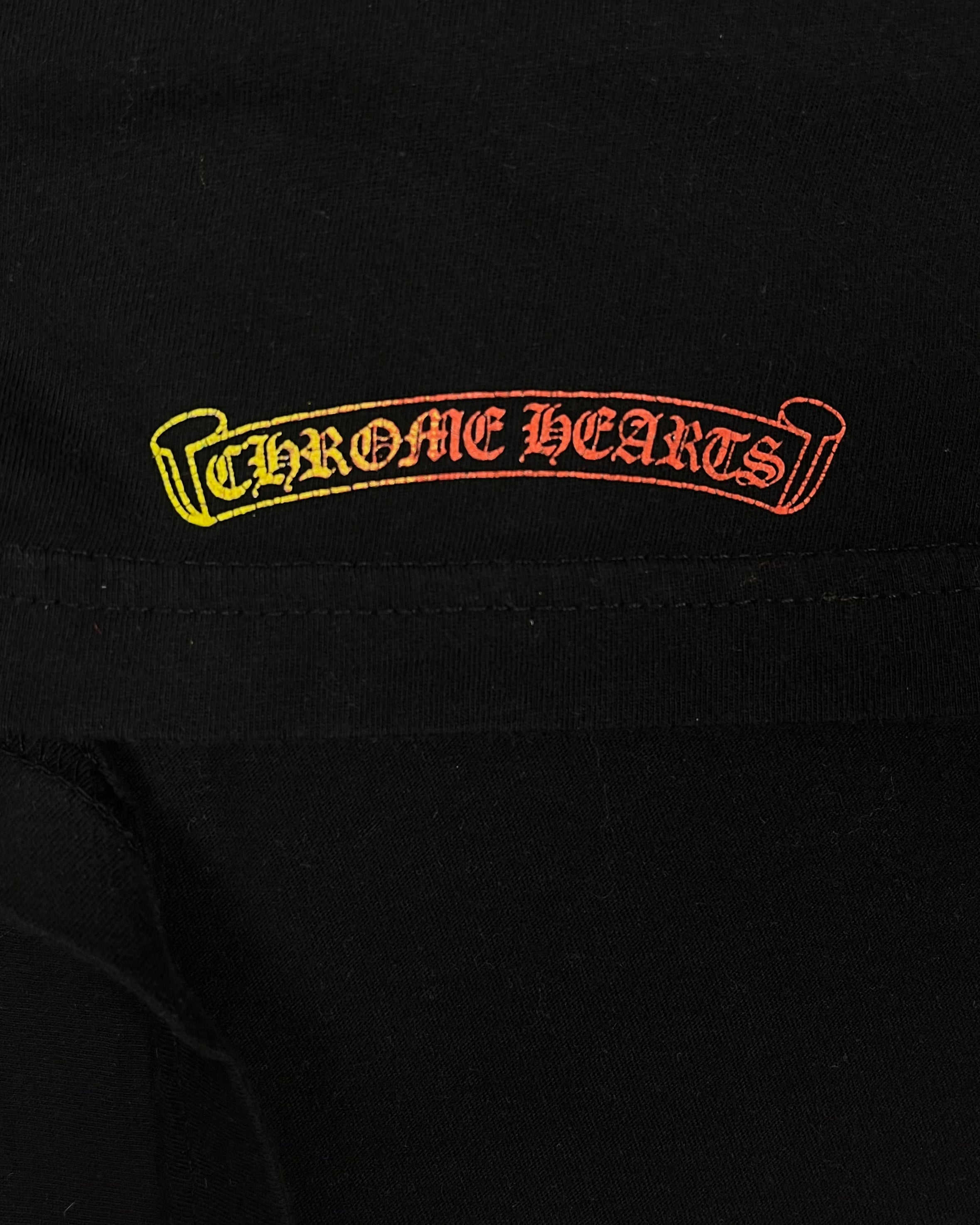 Chrome Hearts Black Orange Gradient Vertical Logo Tee