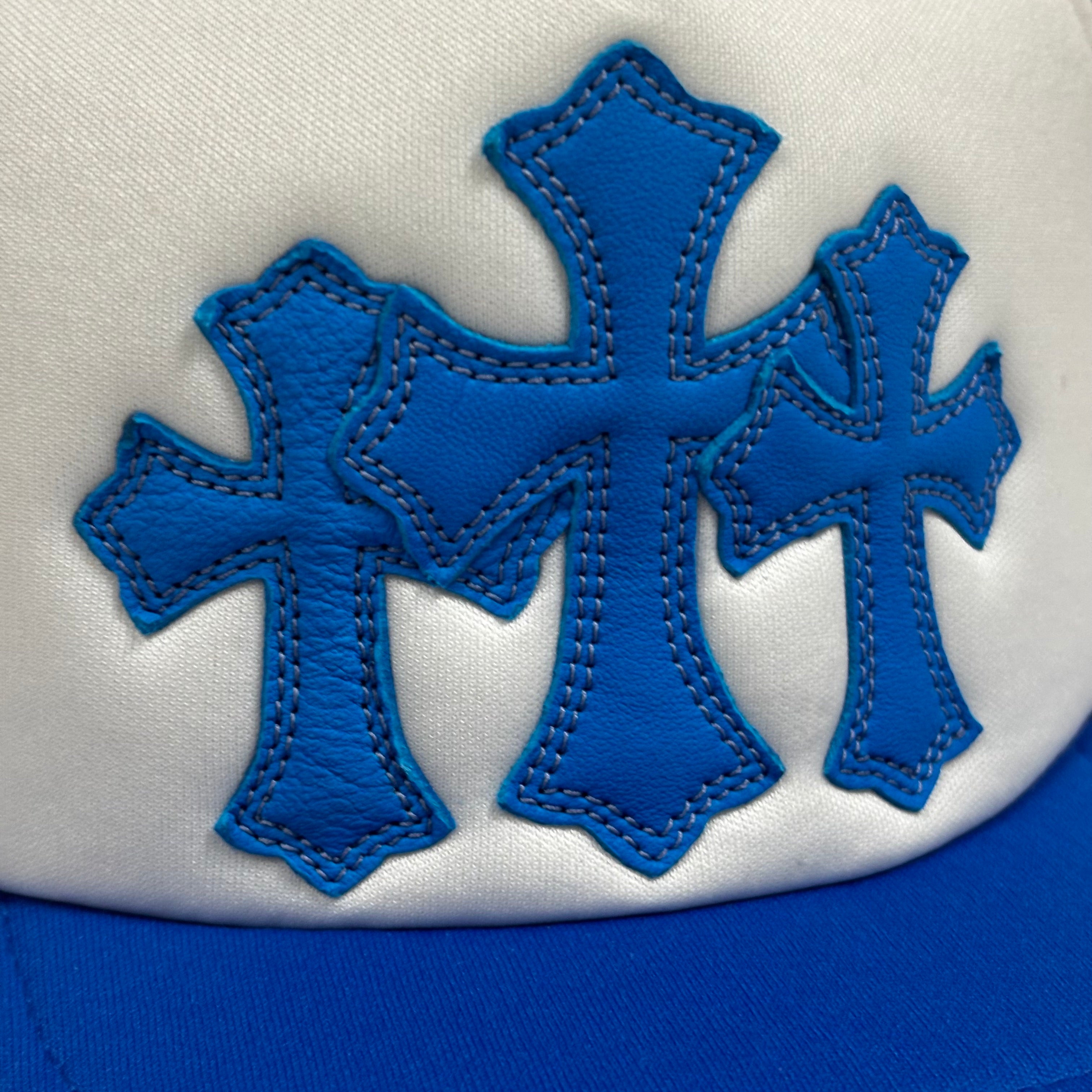 Chrome Hearts Blue Cemetery Trucker Cap