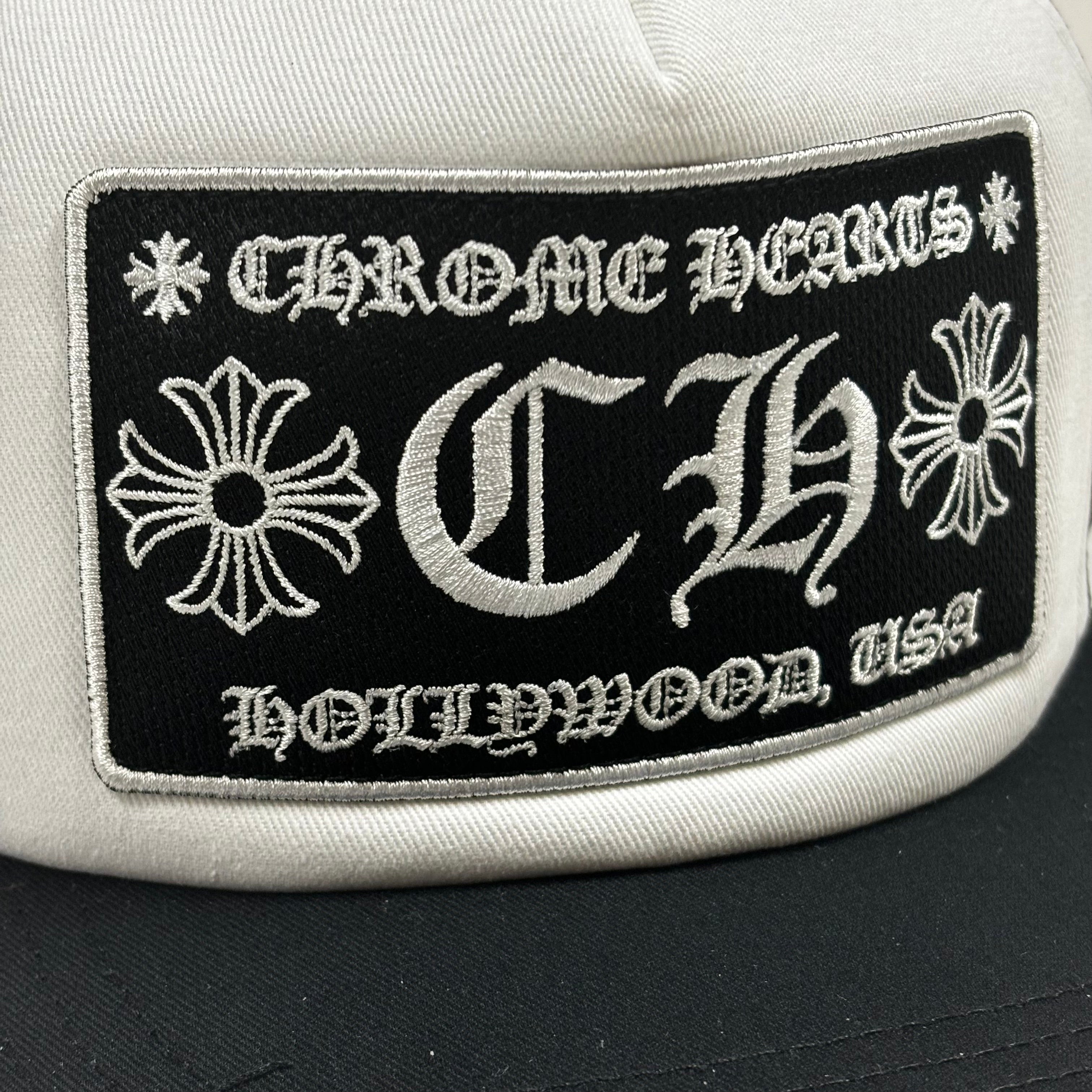 Chrome Hearts CH Hollywood Black White Trucker Cap