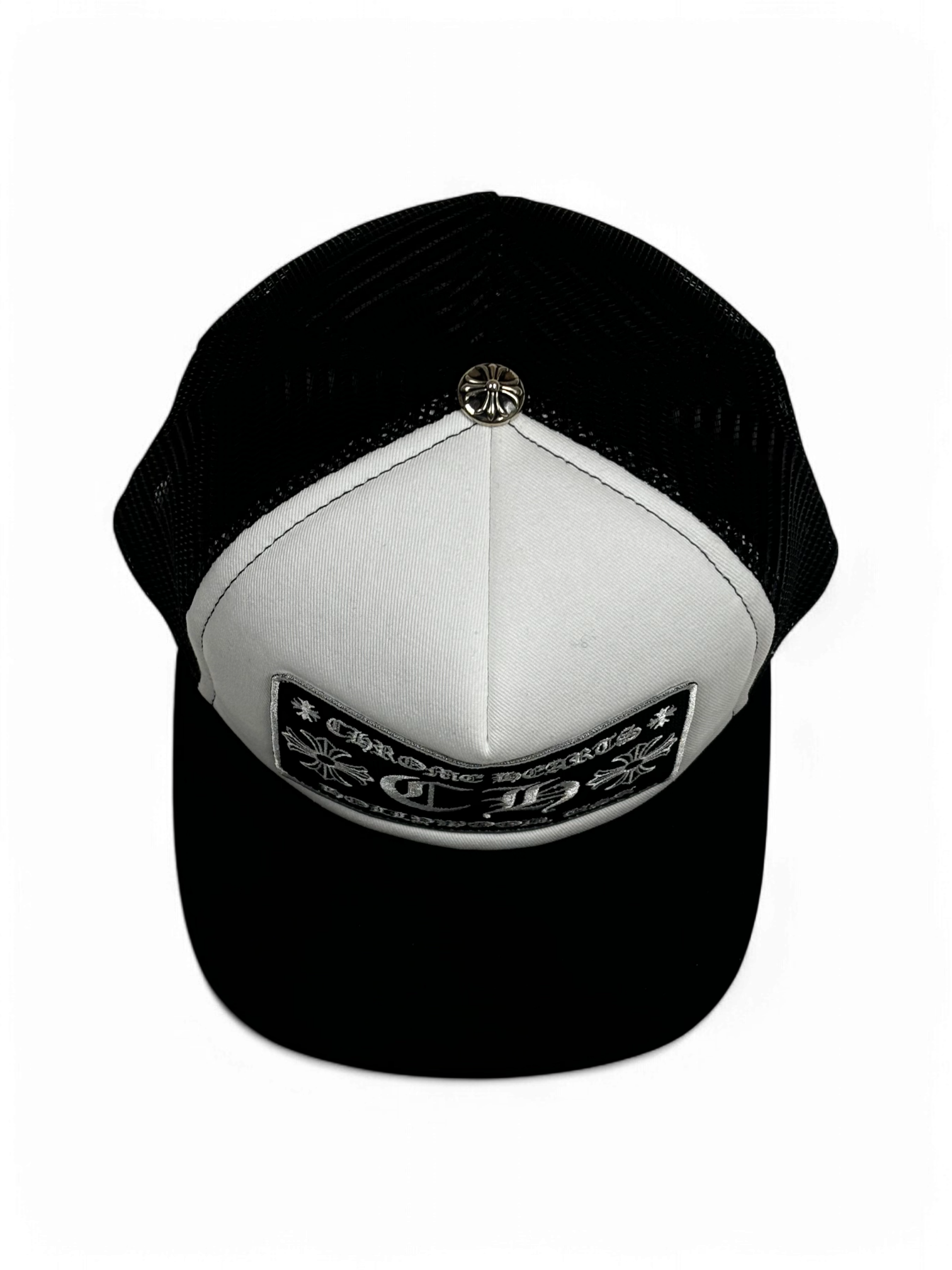 Chrome Hearts CH Hollywood Black White Trucker Cap