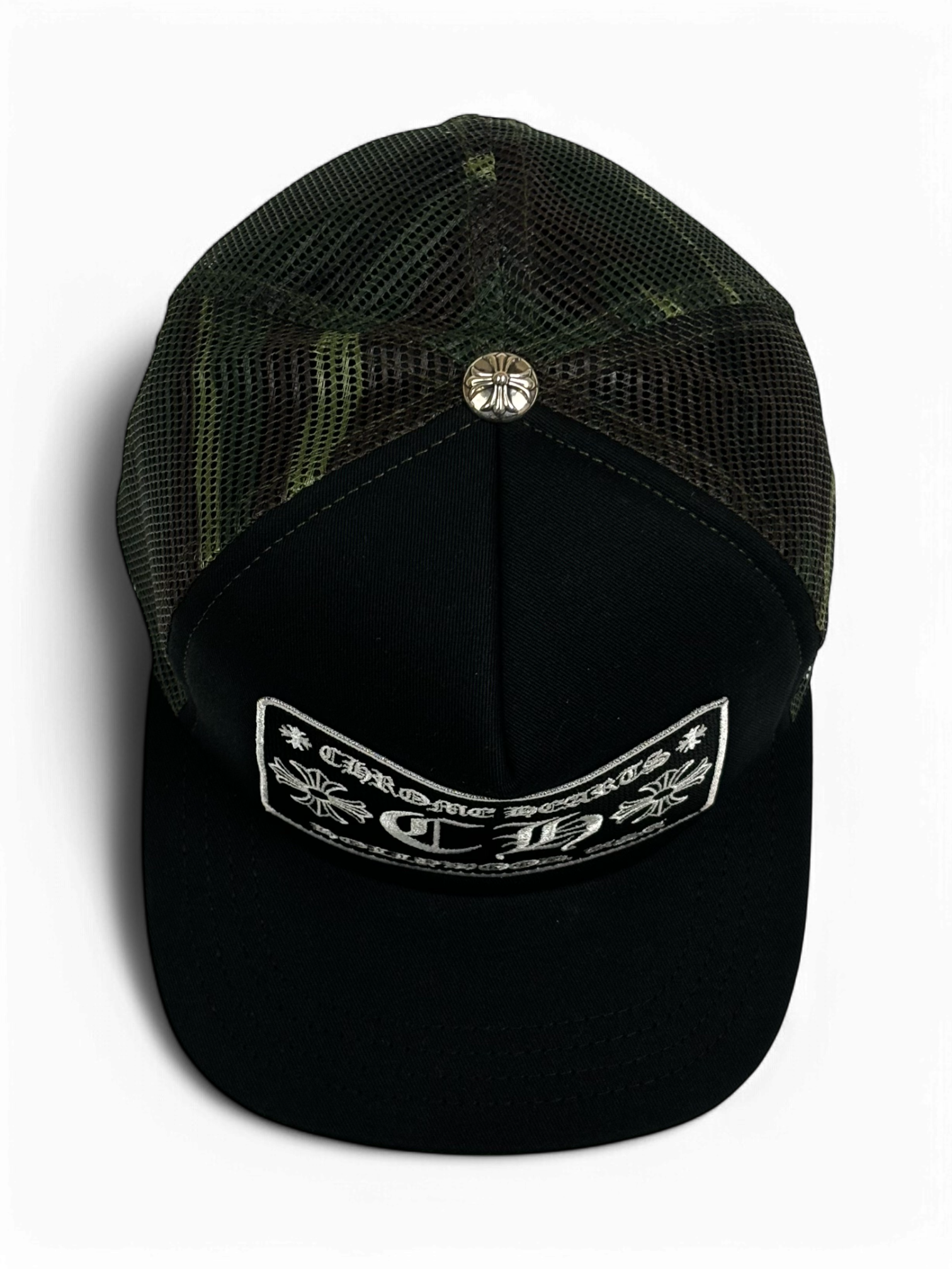 Chrome Hearts CH Hollywood Black Camo Trucker Cap