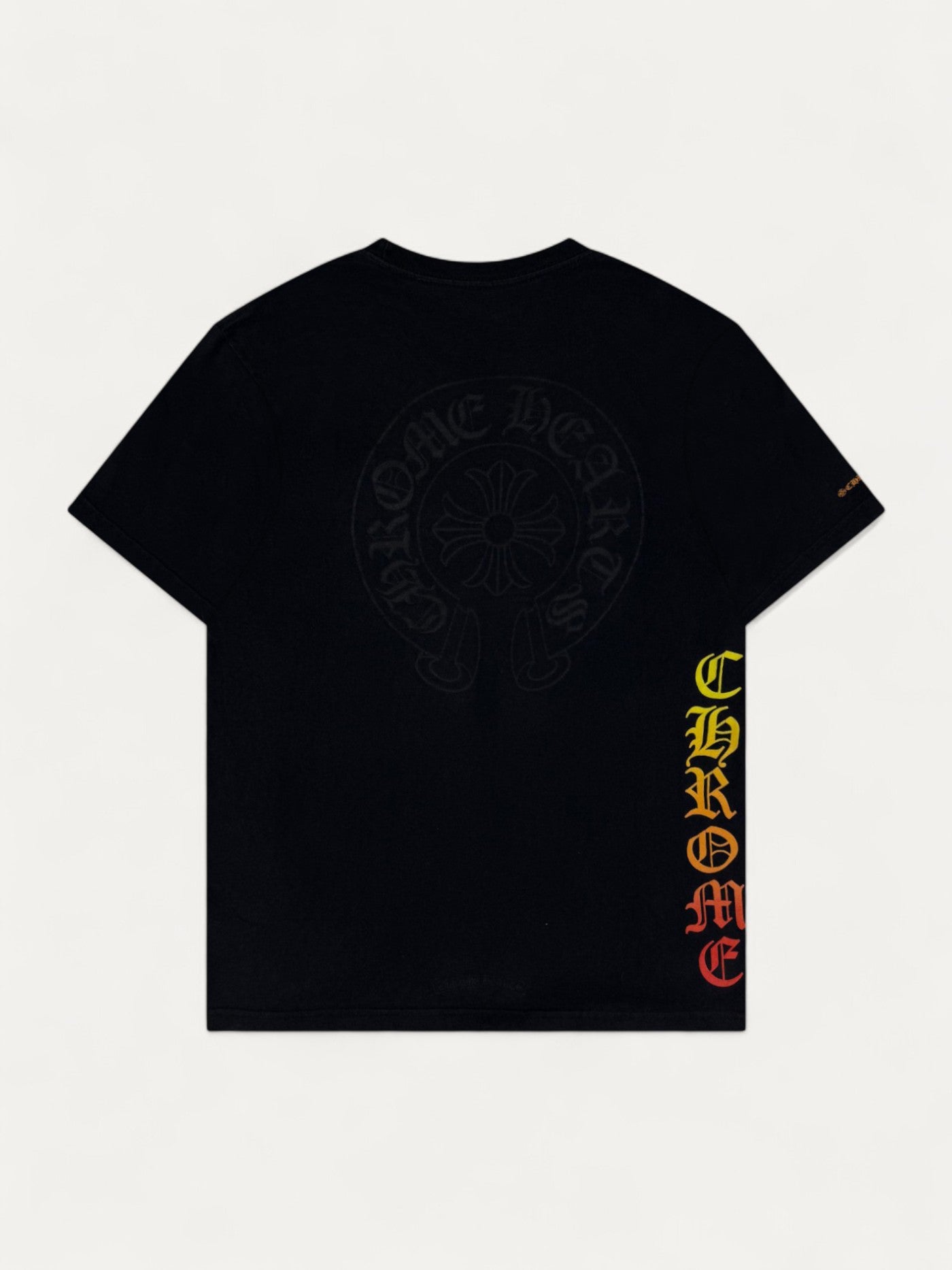 Chrome Hearts Black Horseshoe Gradient Script Logo Tee