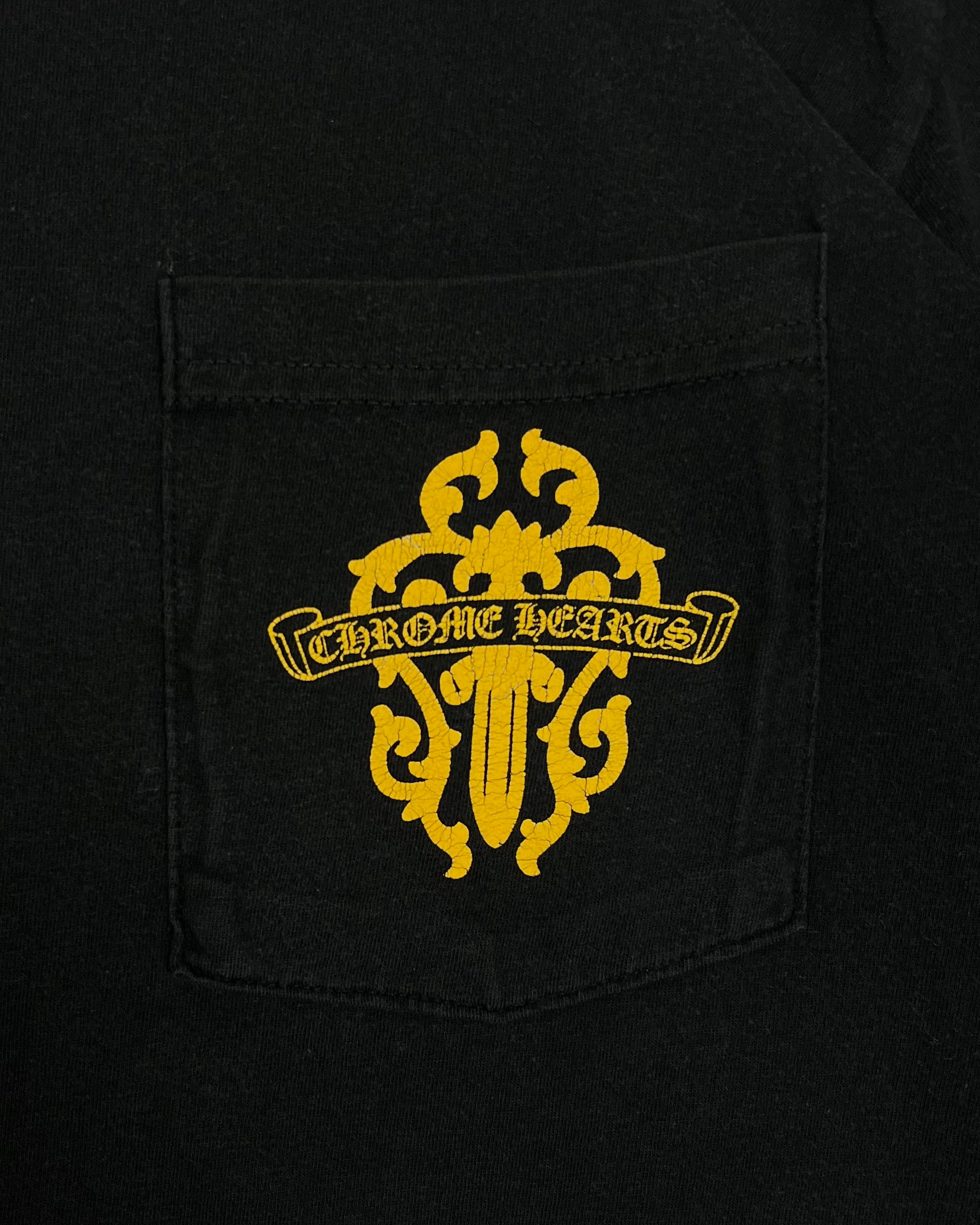 Chrome Hearts Black Yellow Dagger Logo Tee